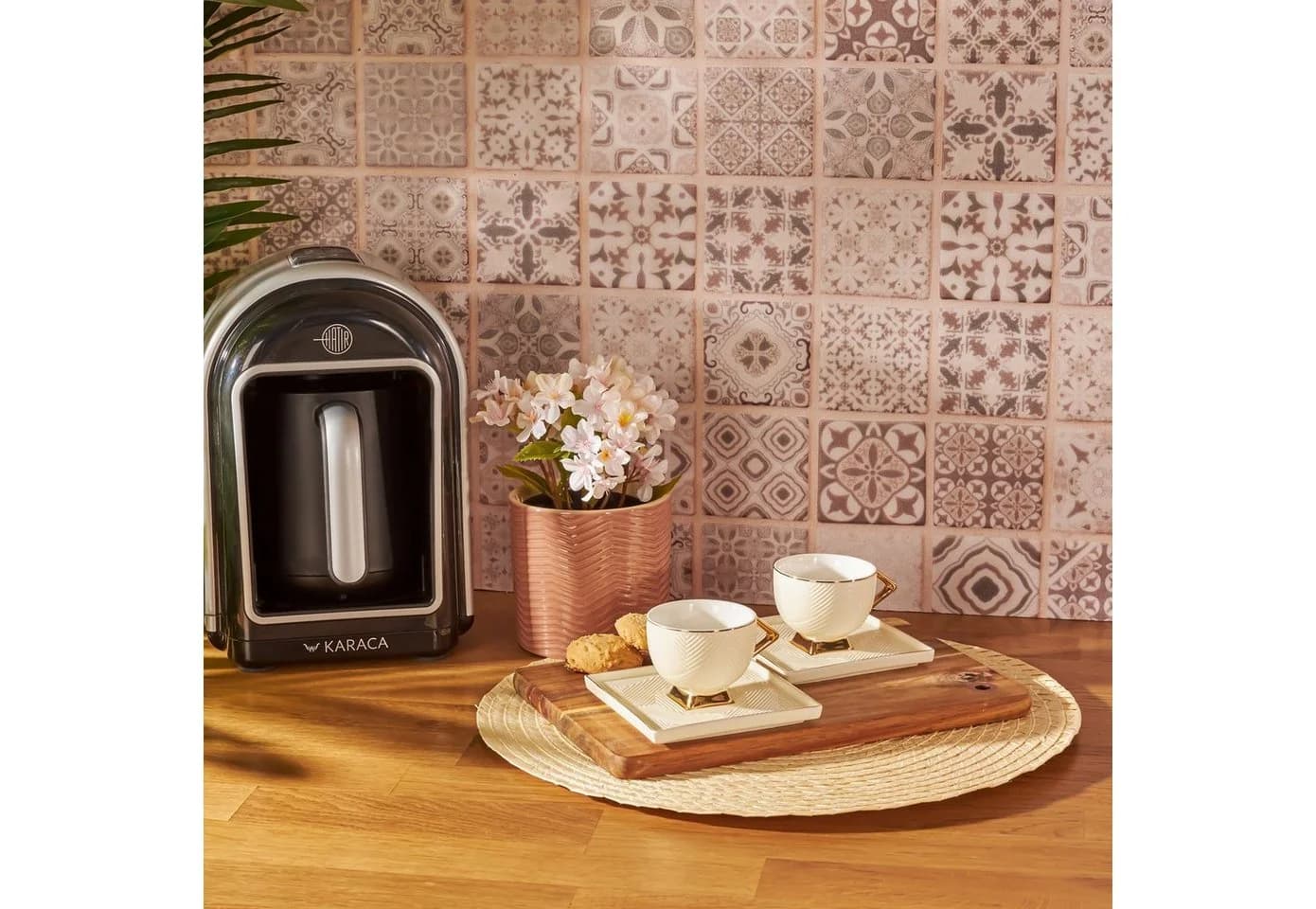 Karaca Art Deco Kaffeeservice 4-teilig Creme Porzellan - Bild 3