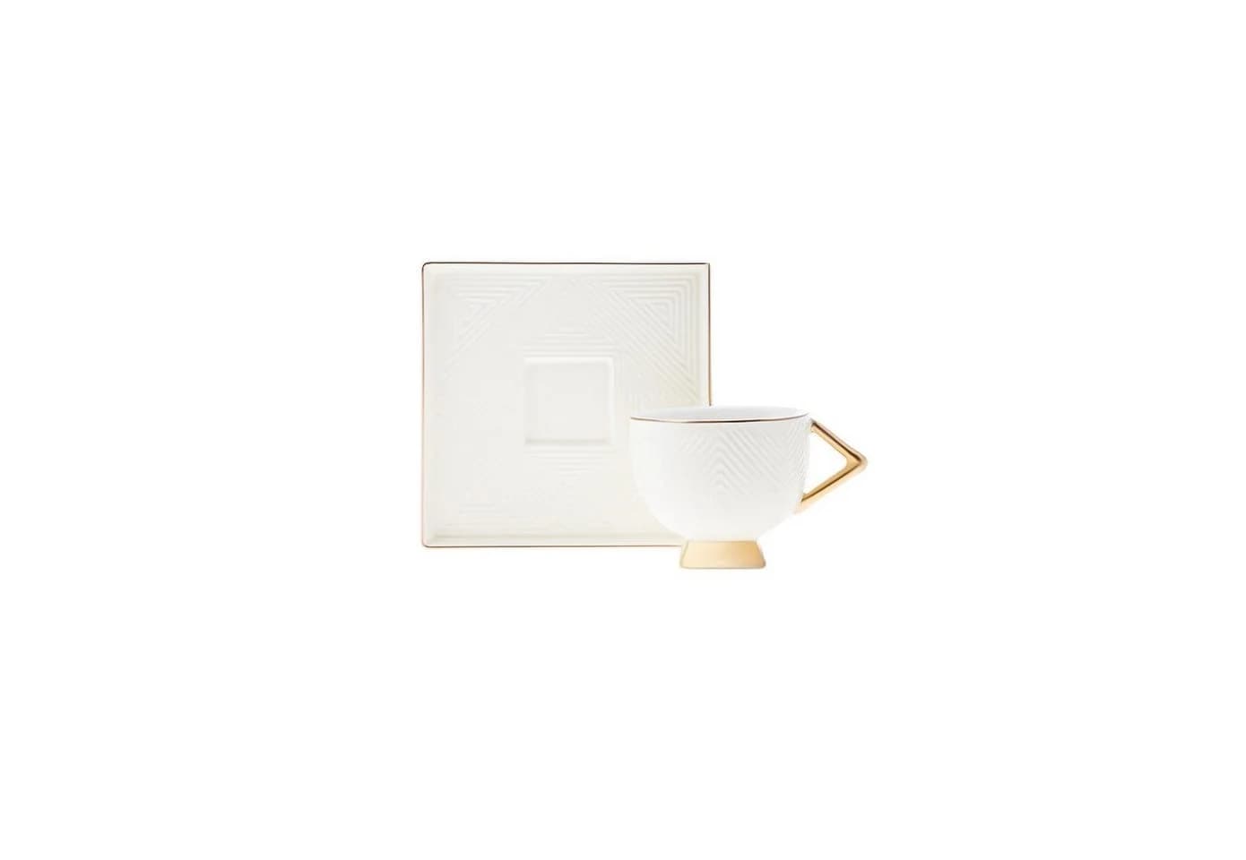 Karaca Art Deco Kaffeeservice 4-teilig Creme Porzellan - Bild 4