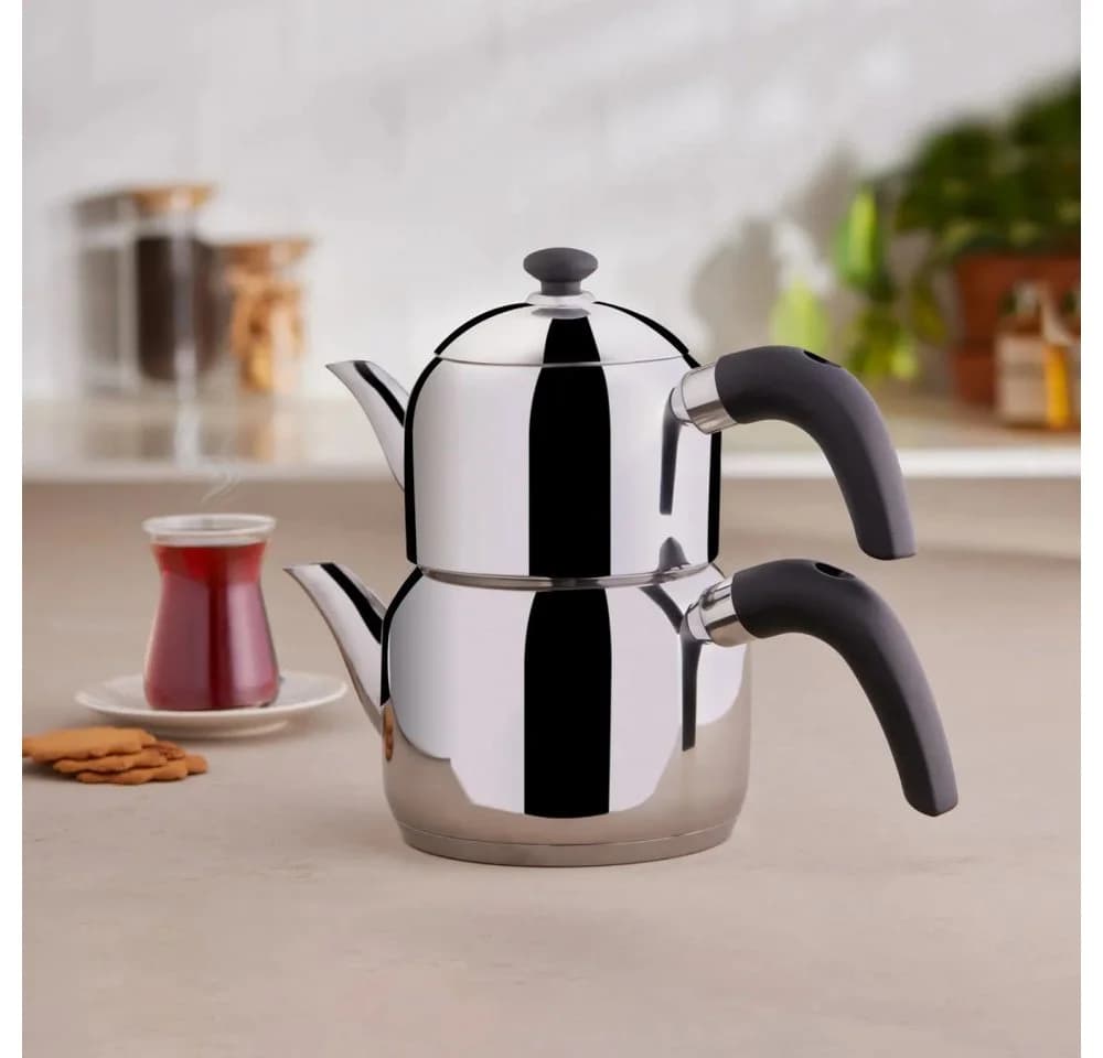 Karaca Edge Mini Teekannen-Set Schwarz 2,1L Edelstahl Induktion