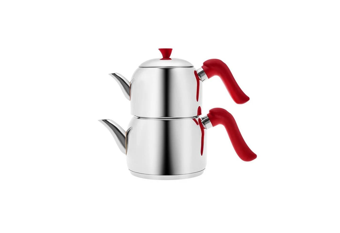 Karaca Edena Midi Teekannen-Set Rot/Silber Edelstahl 3,3L Induktion