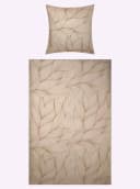 WÄSCHEPUR Bettwäsche Set Beige Blätter 100% Baumwolle Feinbiber Bild 1