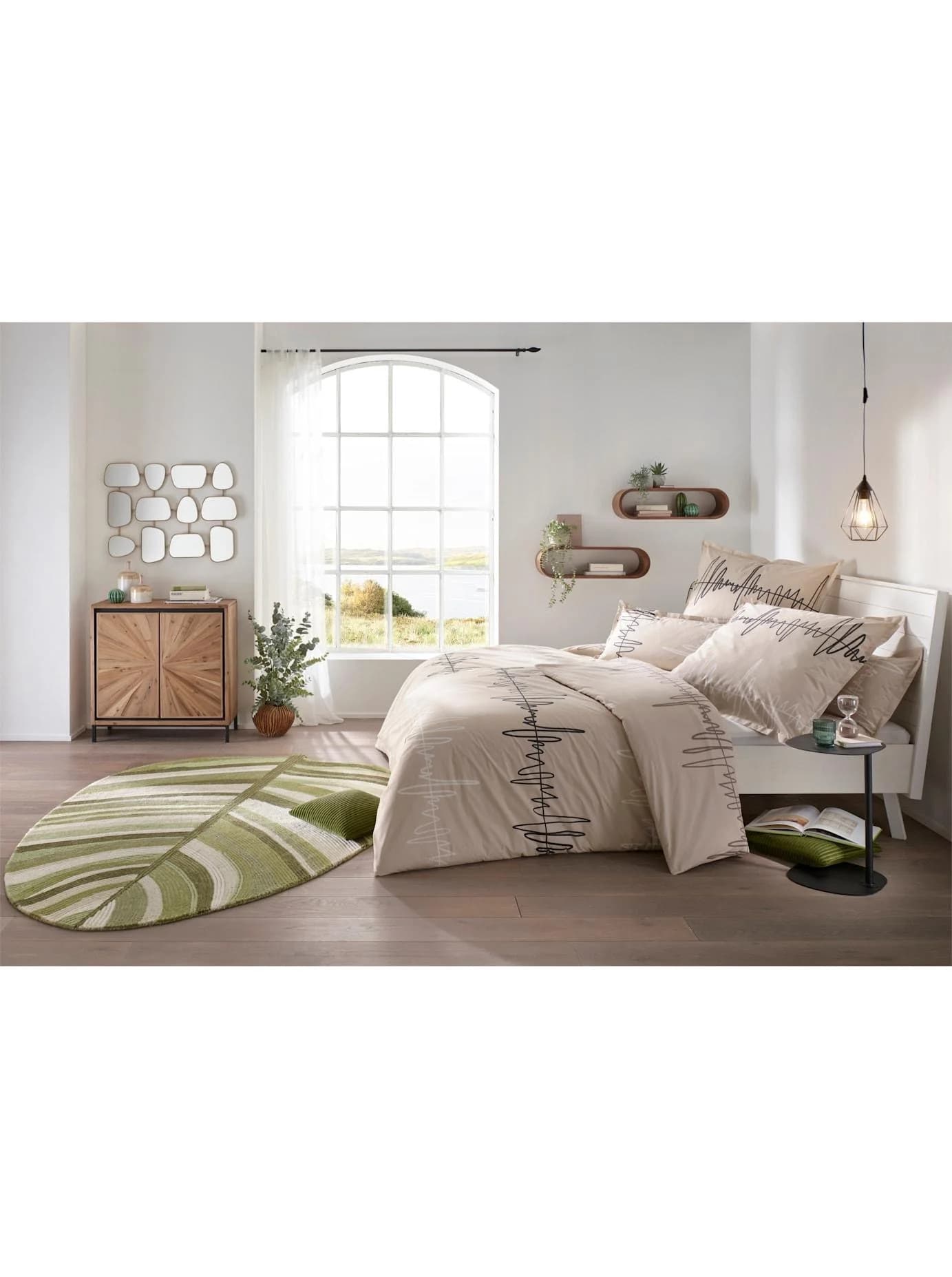 HEINE HOME Bettwäsche Set 135x200 cm Mako-Satin Beige Weiß