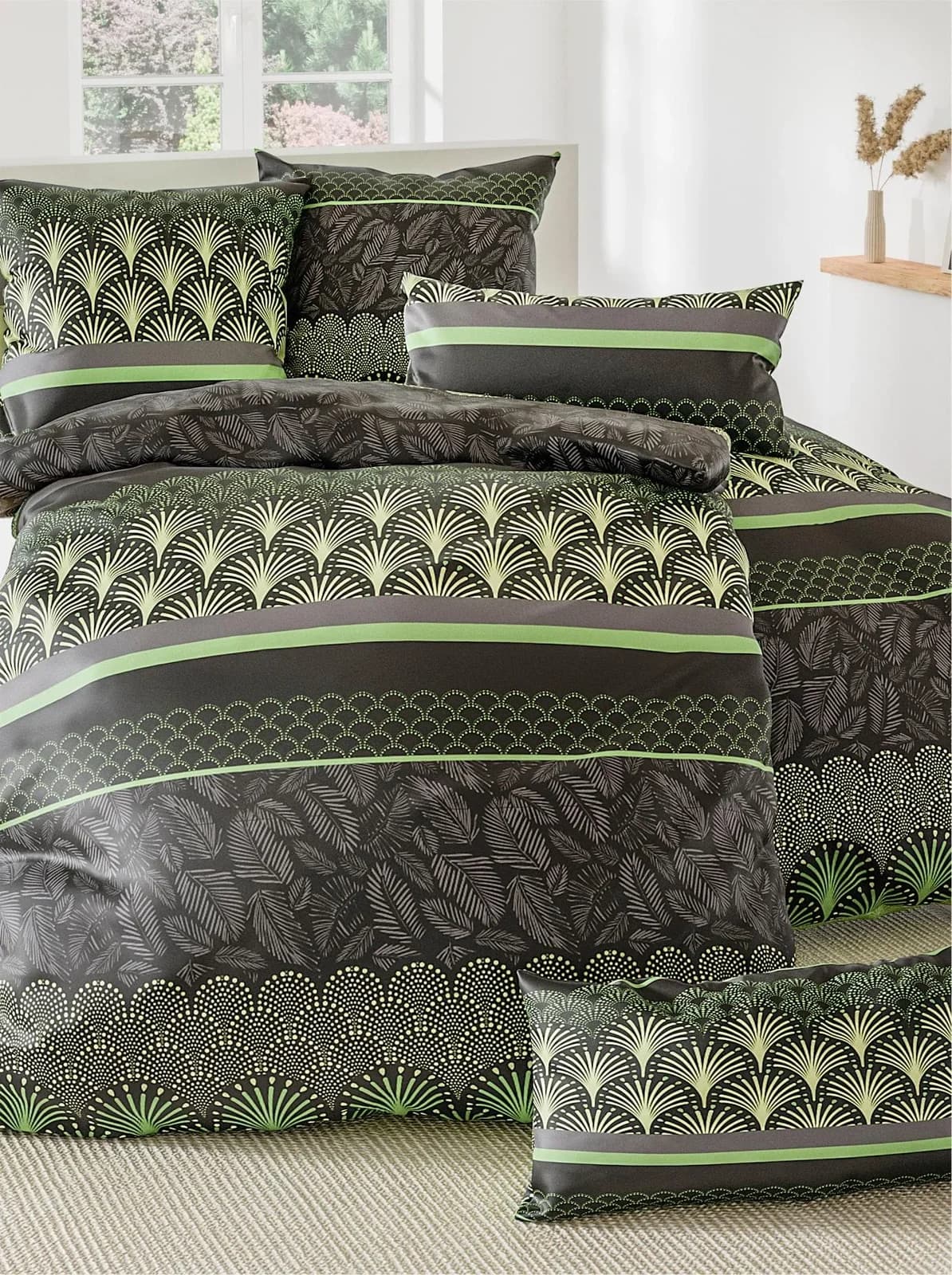 WÄSCHEPUR Bettwäsche Set Anthrazit 135x200 cm Feinbiber