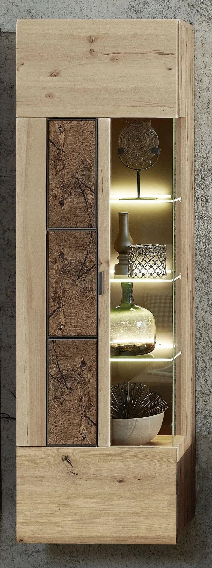 Hängevitrine Vito Lavado Braun mit Softclose und Glasfront