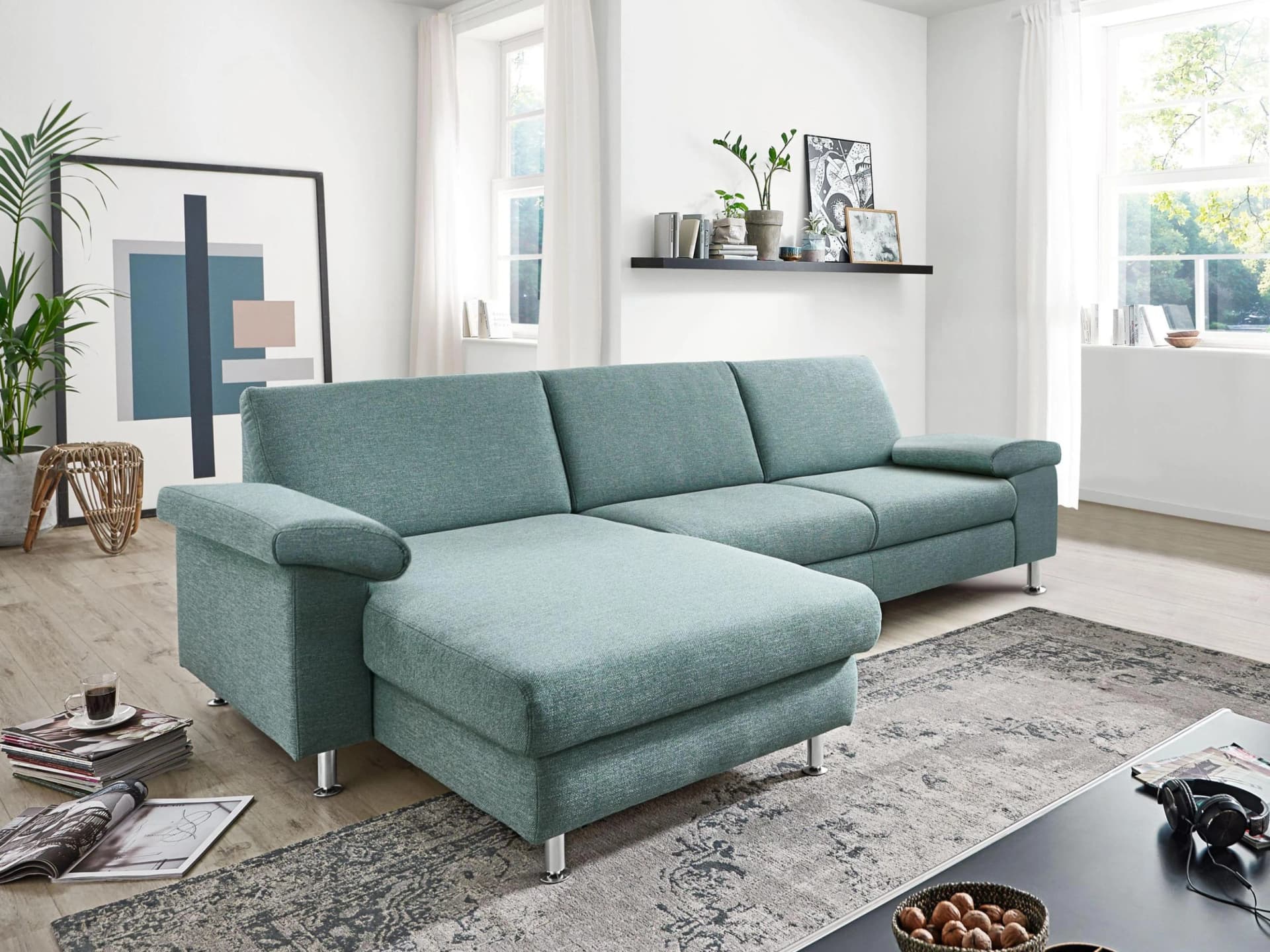 Vito Polsterecke SPRING-S Blau Stoff Metallfuß