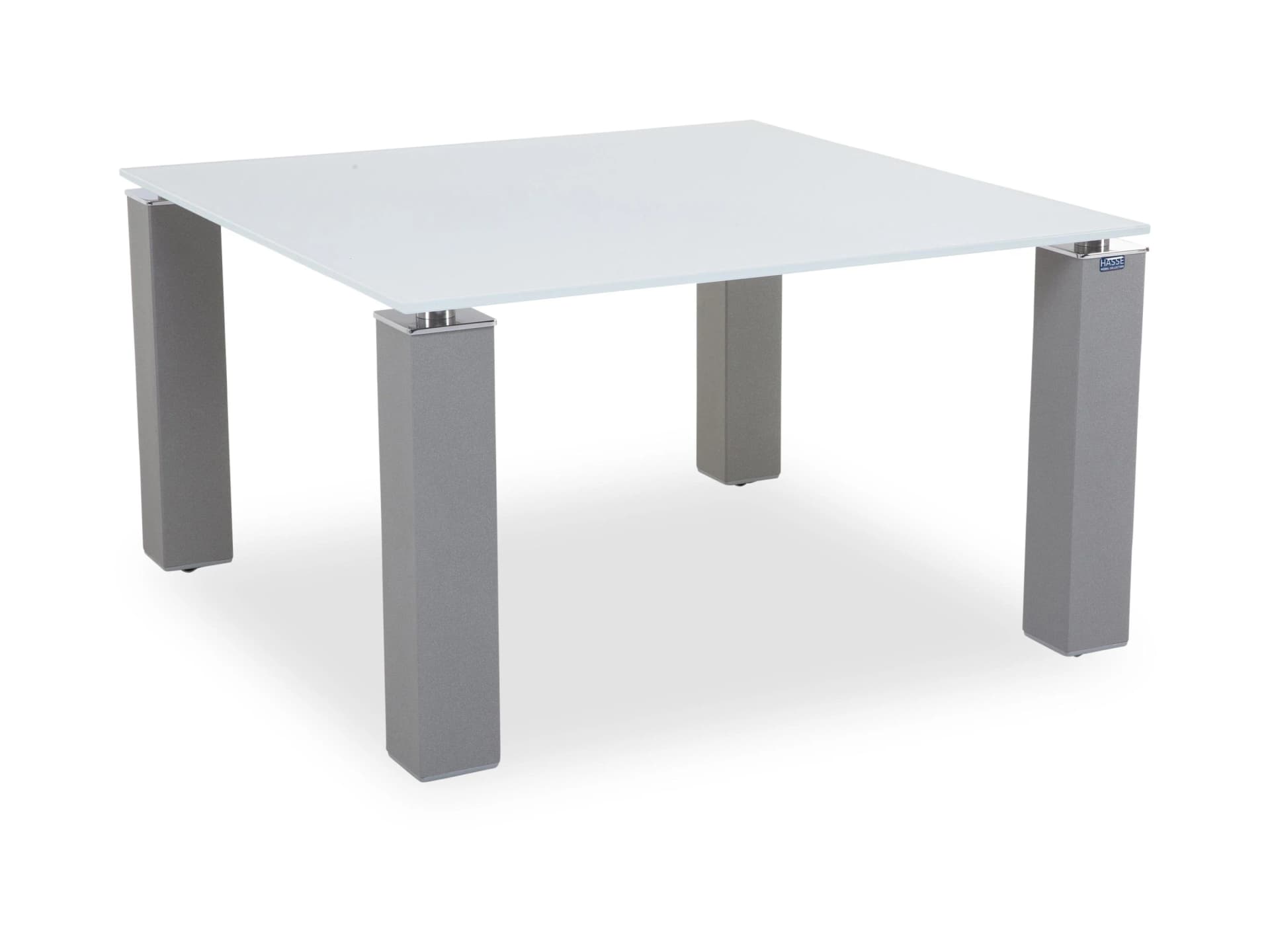 Couchtisch CUBICO Glasplatte satiniert Stahl Gestell Grau/Silber