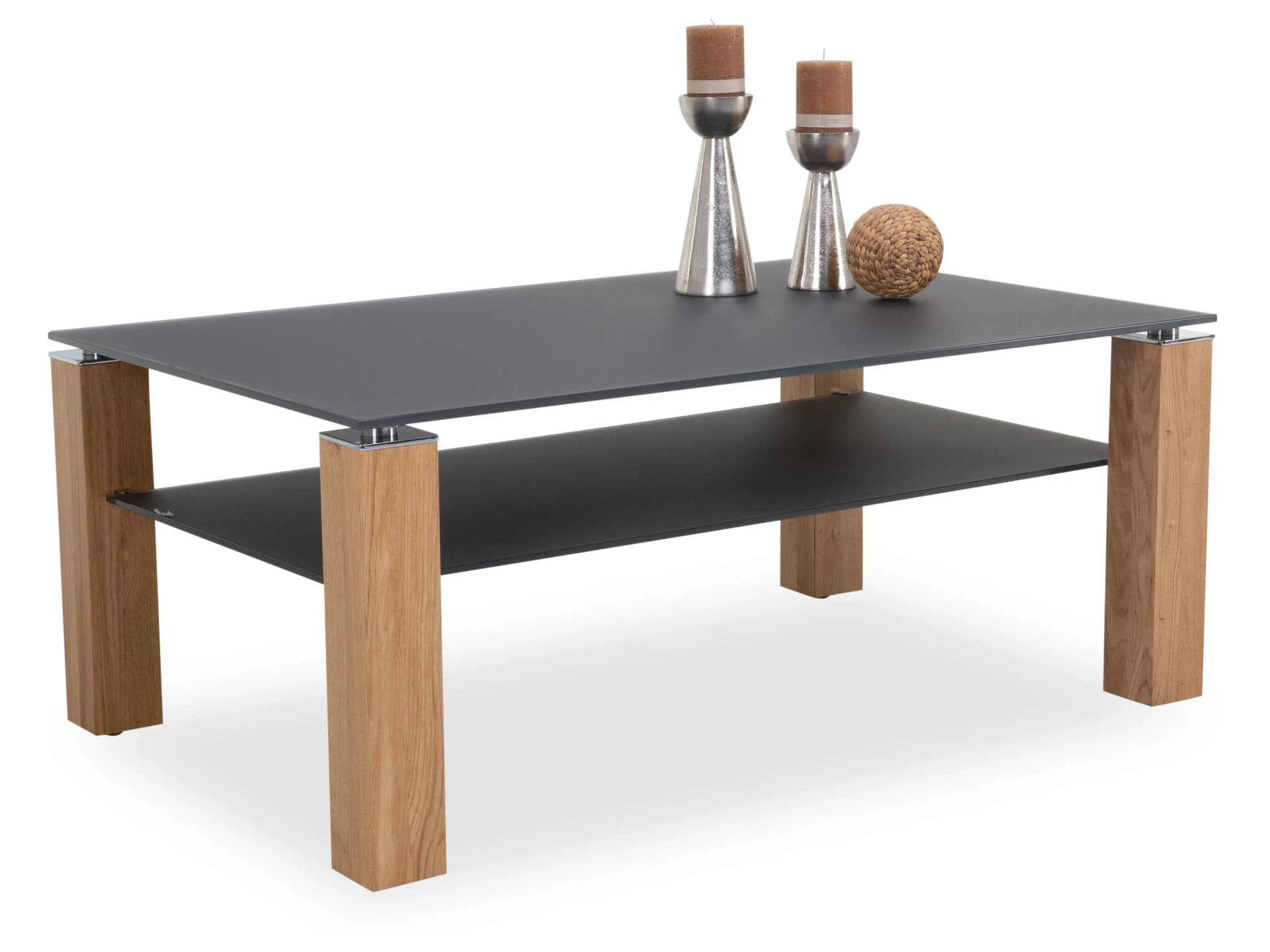 Couchtisch CUBICO Glas Eiche grau
