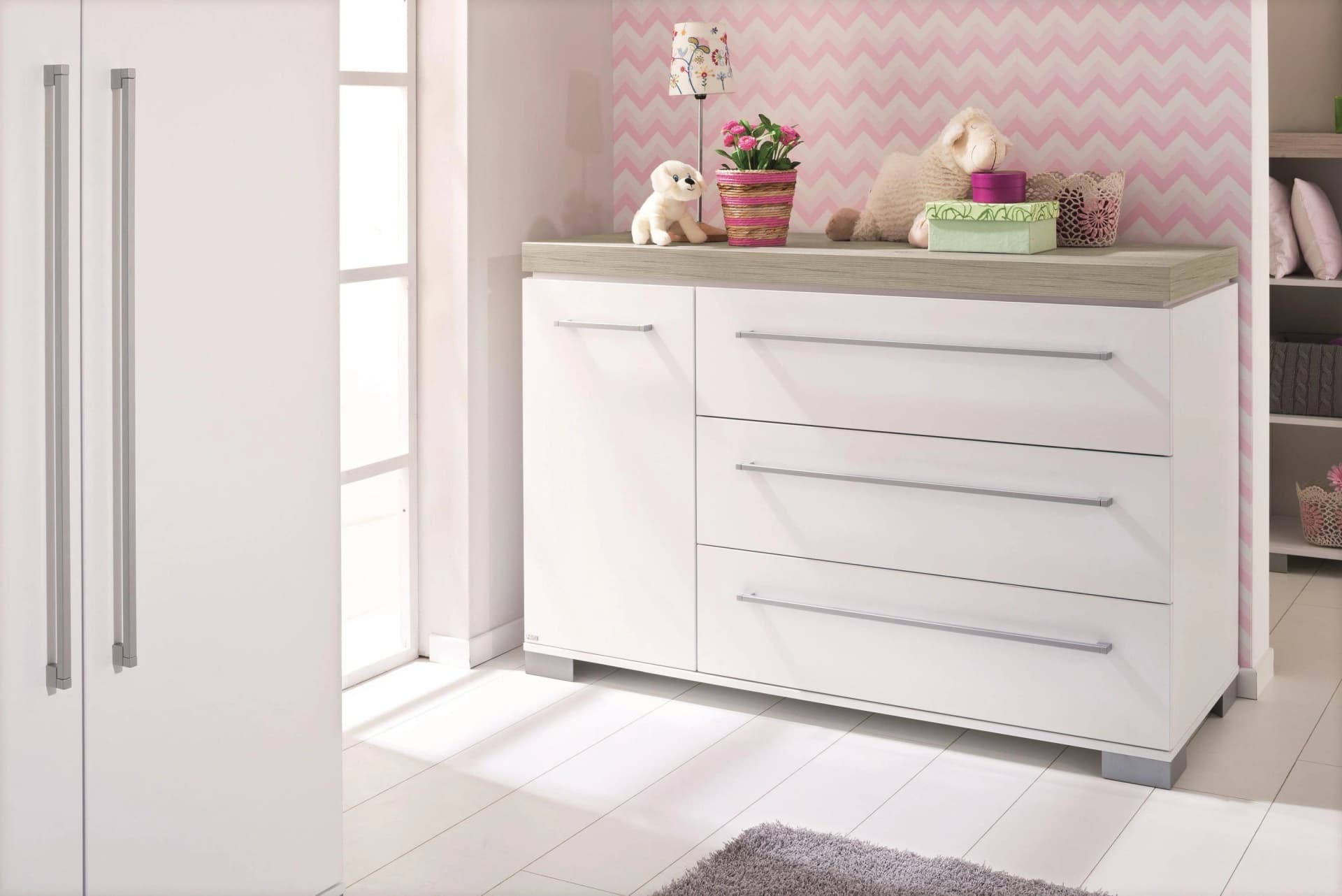 Wickelkommode PAIDI KIRA Weiß Eiche-Nautik Soft-Close