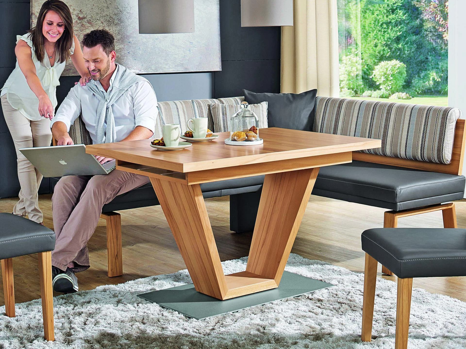 Esstisch Variano MATCH Beige Echtholzfurnier ausziehbar
