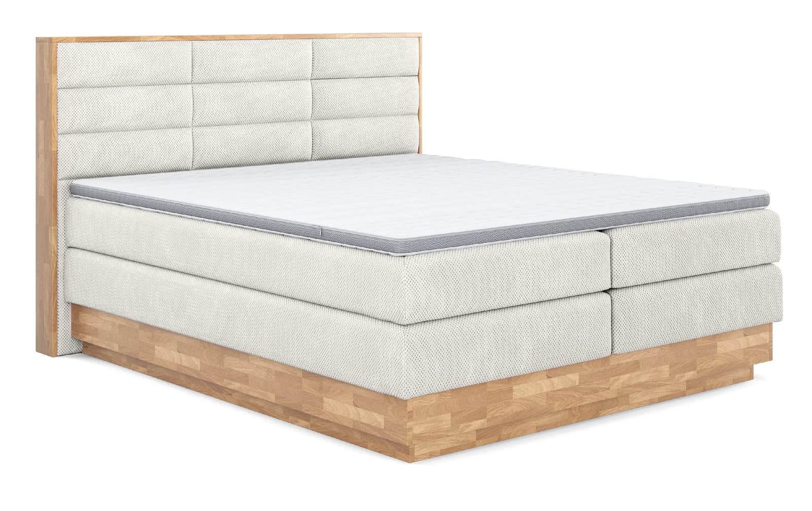 Valmondo Boxspringbett INCANA Beige Stoff 7-Zonen-Matratze