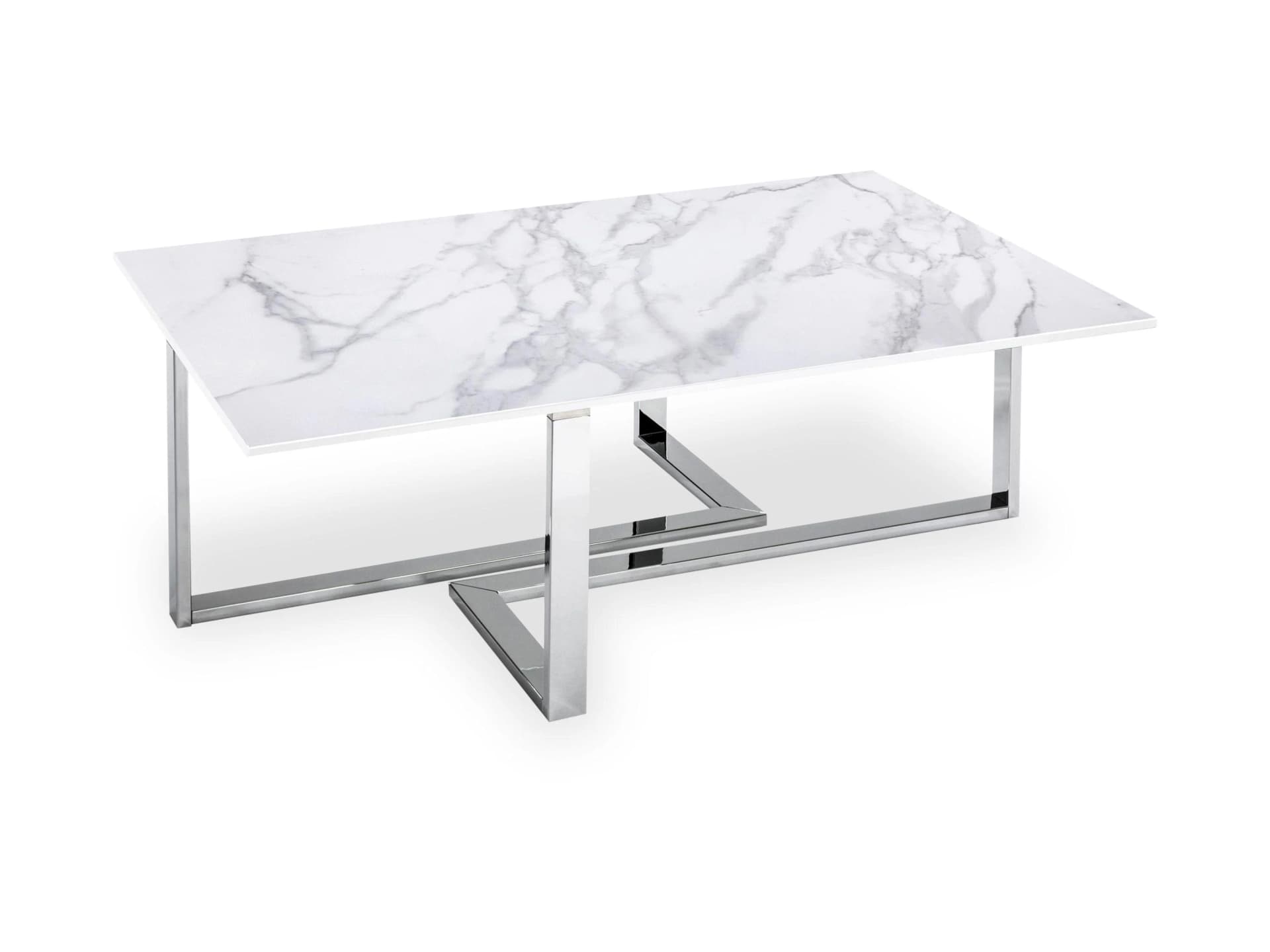 Couchtisch 8321CKE-110-CA Metall verchromt Keramik Calacatta Silber