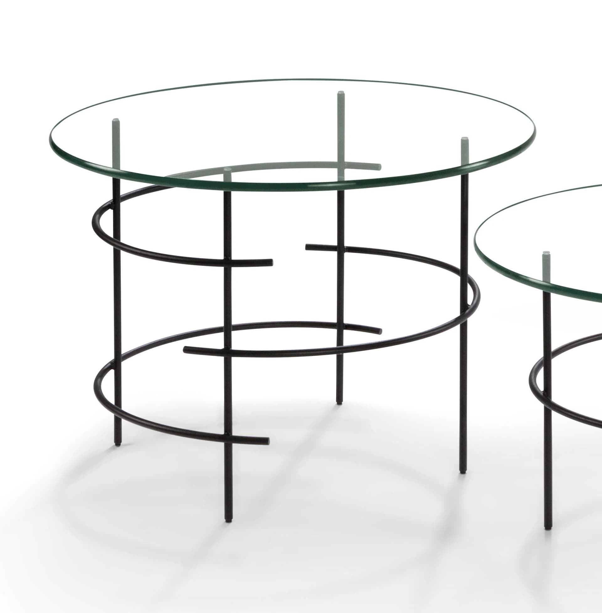Couchtisch 8512SK-060RD Schwarz Metall Klarglas