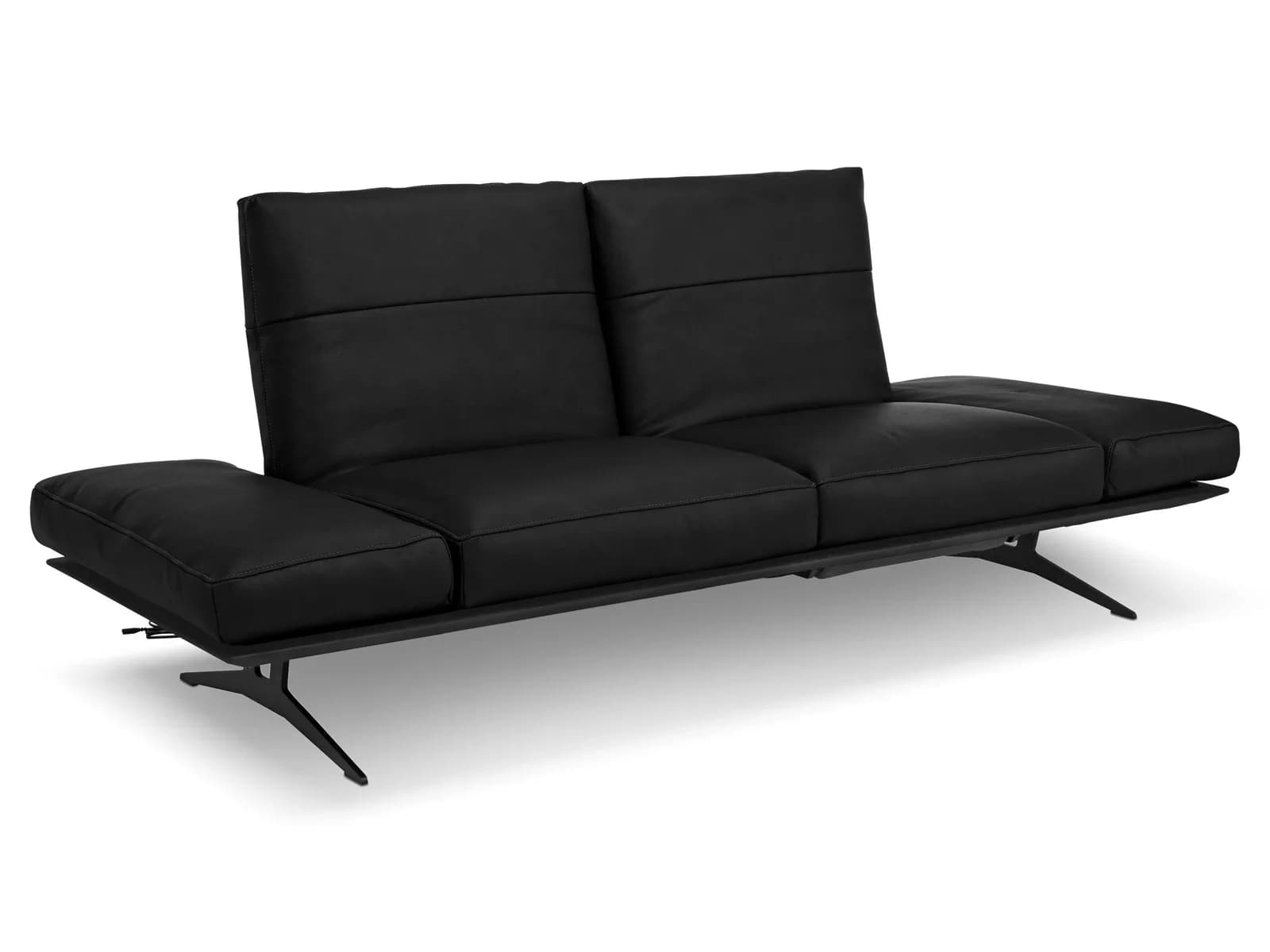 KOINOR FENDO 2-Sitzer Sofa Leder Schwarz Metallkufen