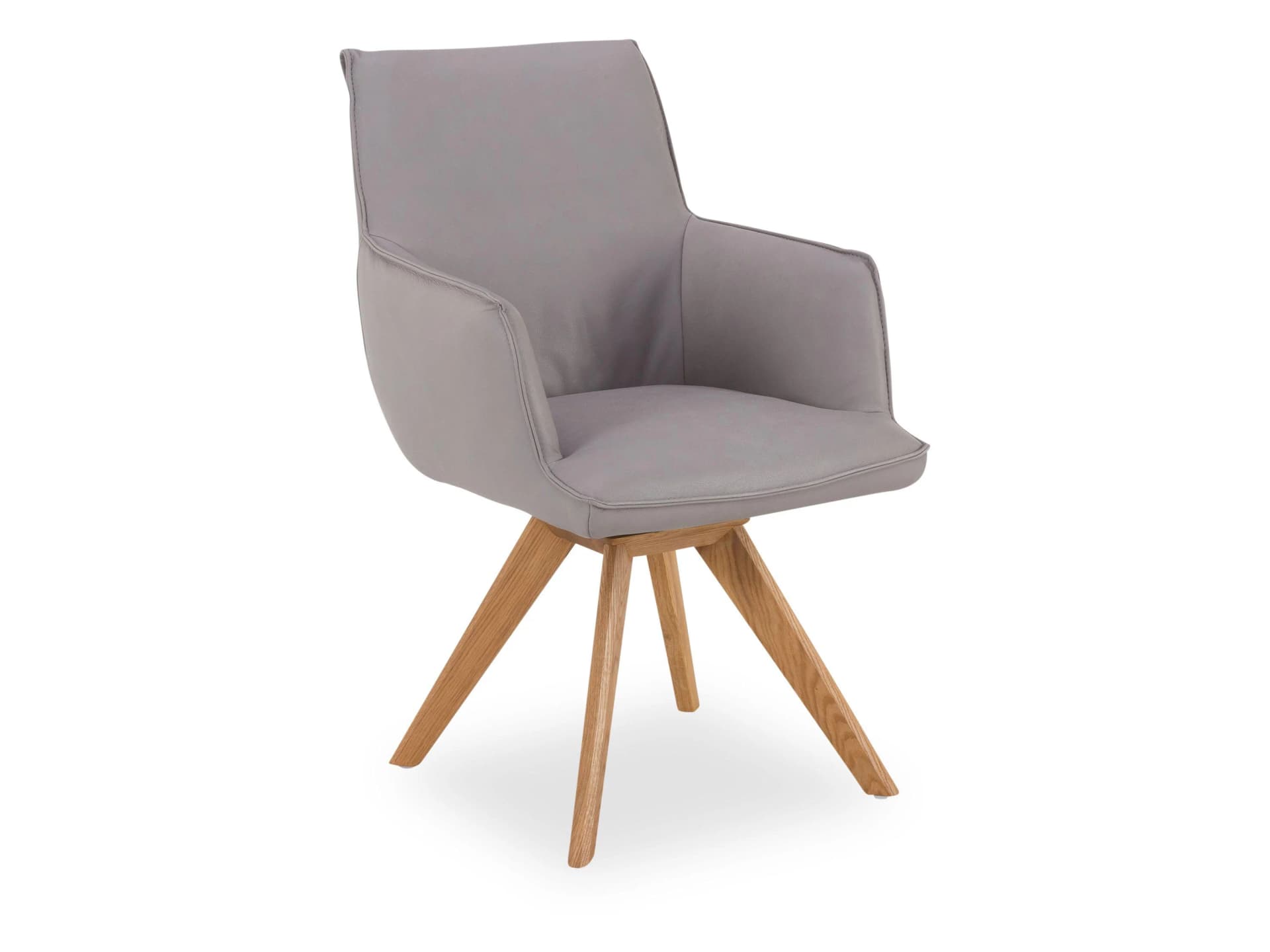 Polsterstuhl KOINOR 1250 Grau Leder Wildeiche massiv