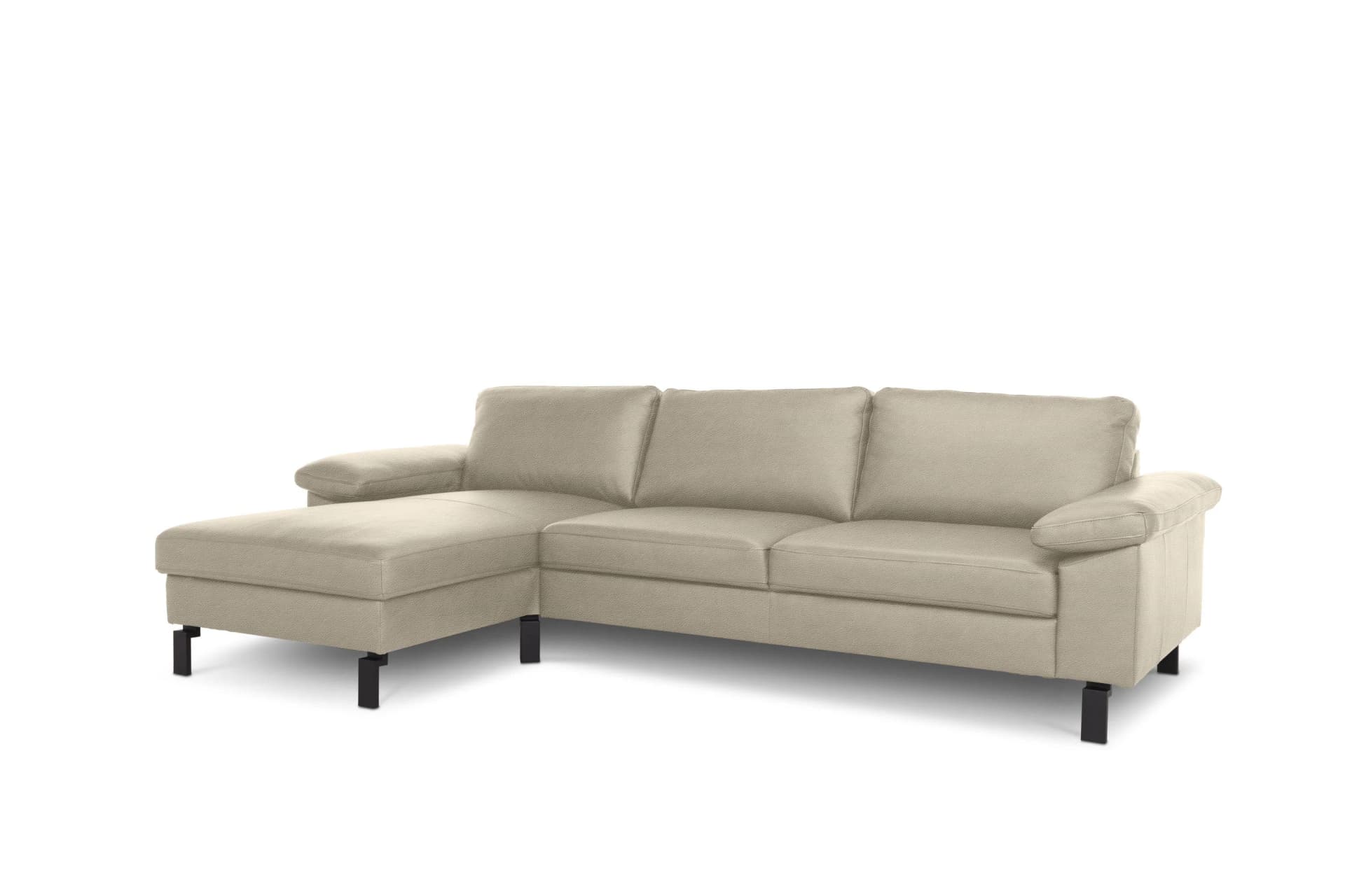 Loft Polsterecke COLLINS Leder Schwarz Tonnentaschenfederkern
