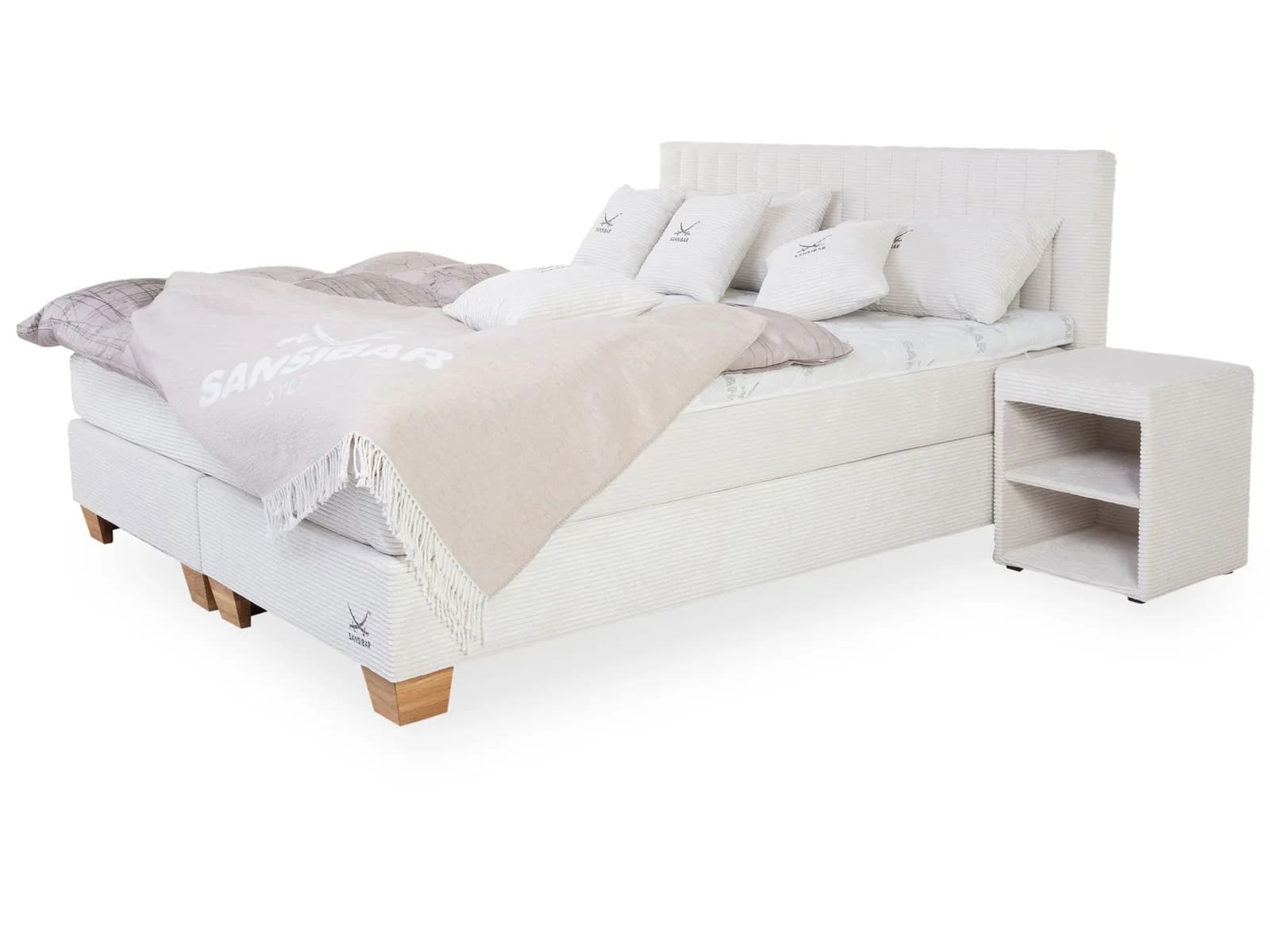 Sansibar Boxspringbett SANSIBAR BILLUND Stoff Ribcord