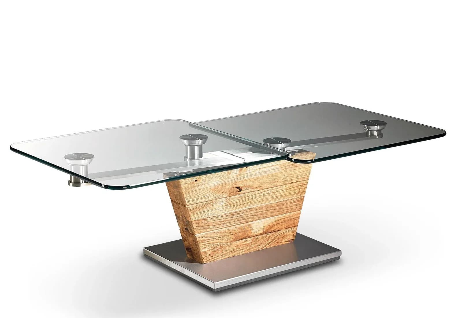 Couchtisch 7290 Braunes Holz Glas Edelstahl Modern