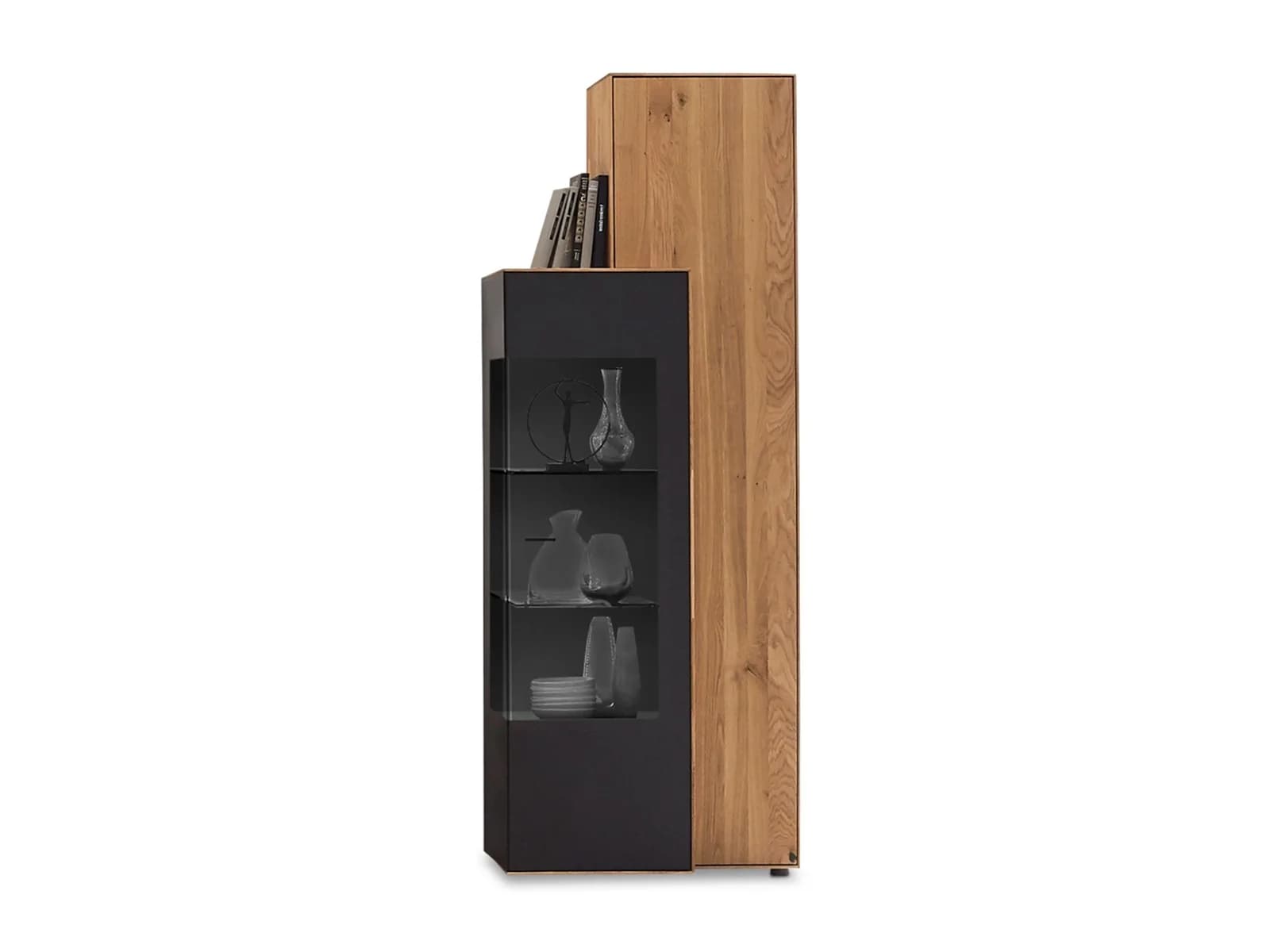 witlake VAREDO Vitrine Wildeiche massiv mit Glas