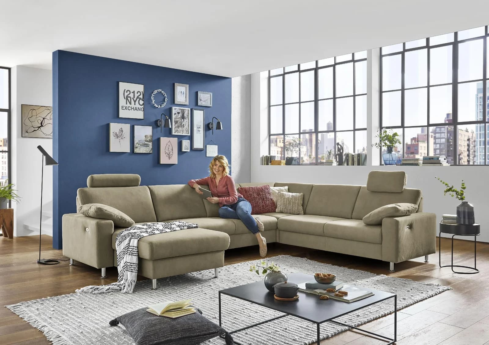 Vito Polsterecke SPRING Stoff Ecksofa mit Metallfüßen