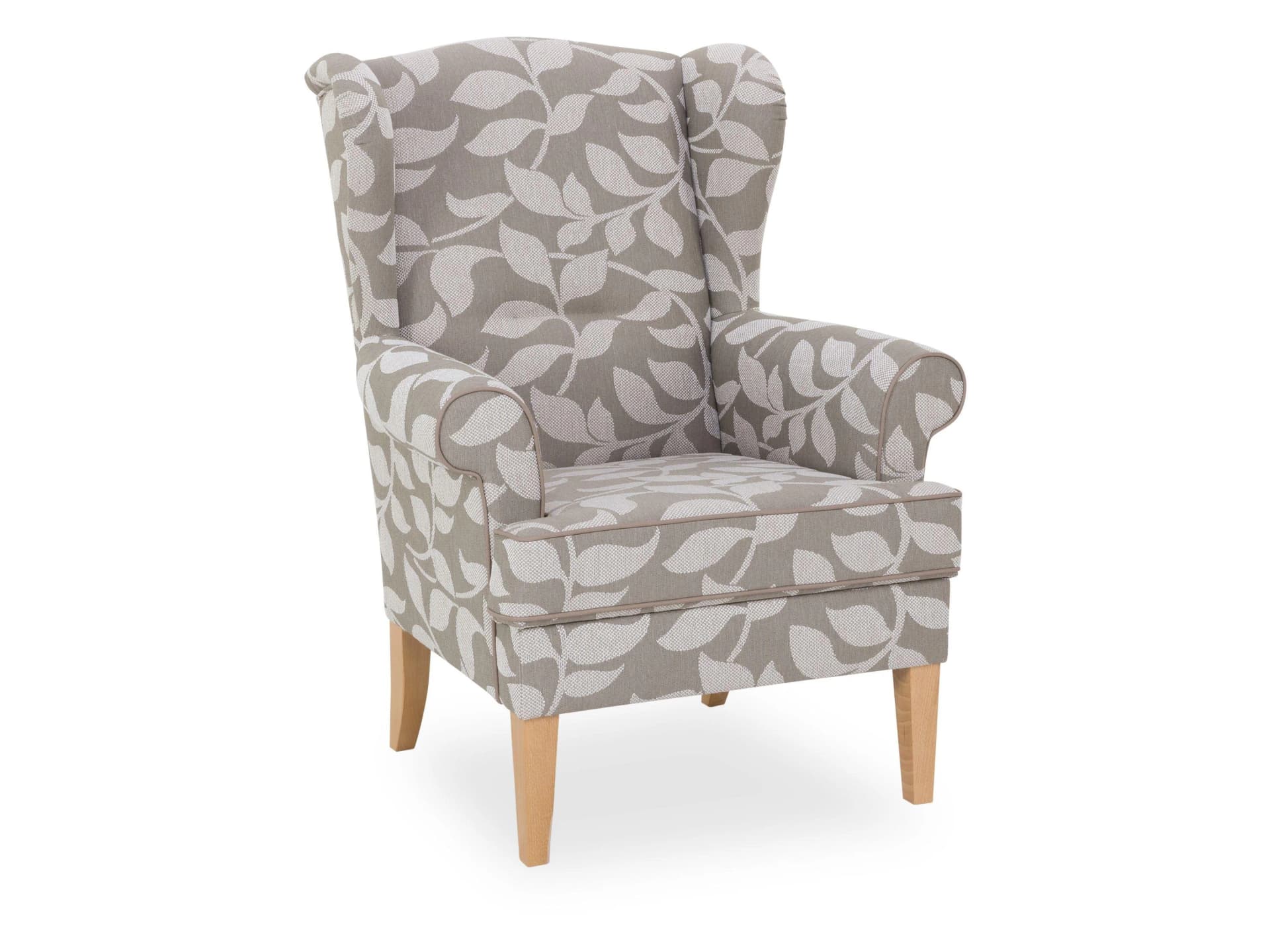 Ohrensessel LUMINARA-B Beige Stoff mit Leder Keder