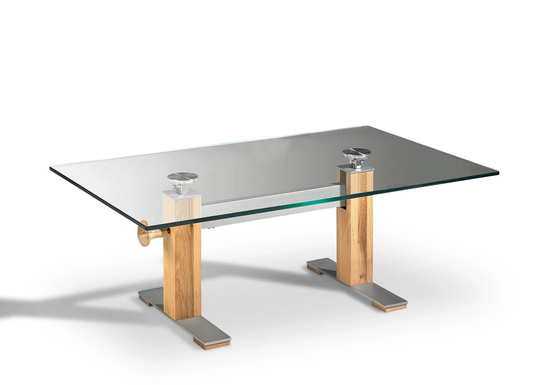 Couchtisch 7264 HK-110-25 Eiche massiv Braun Glas