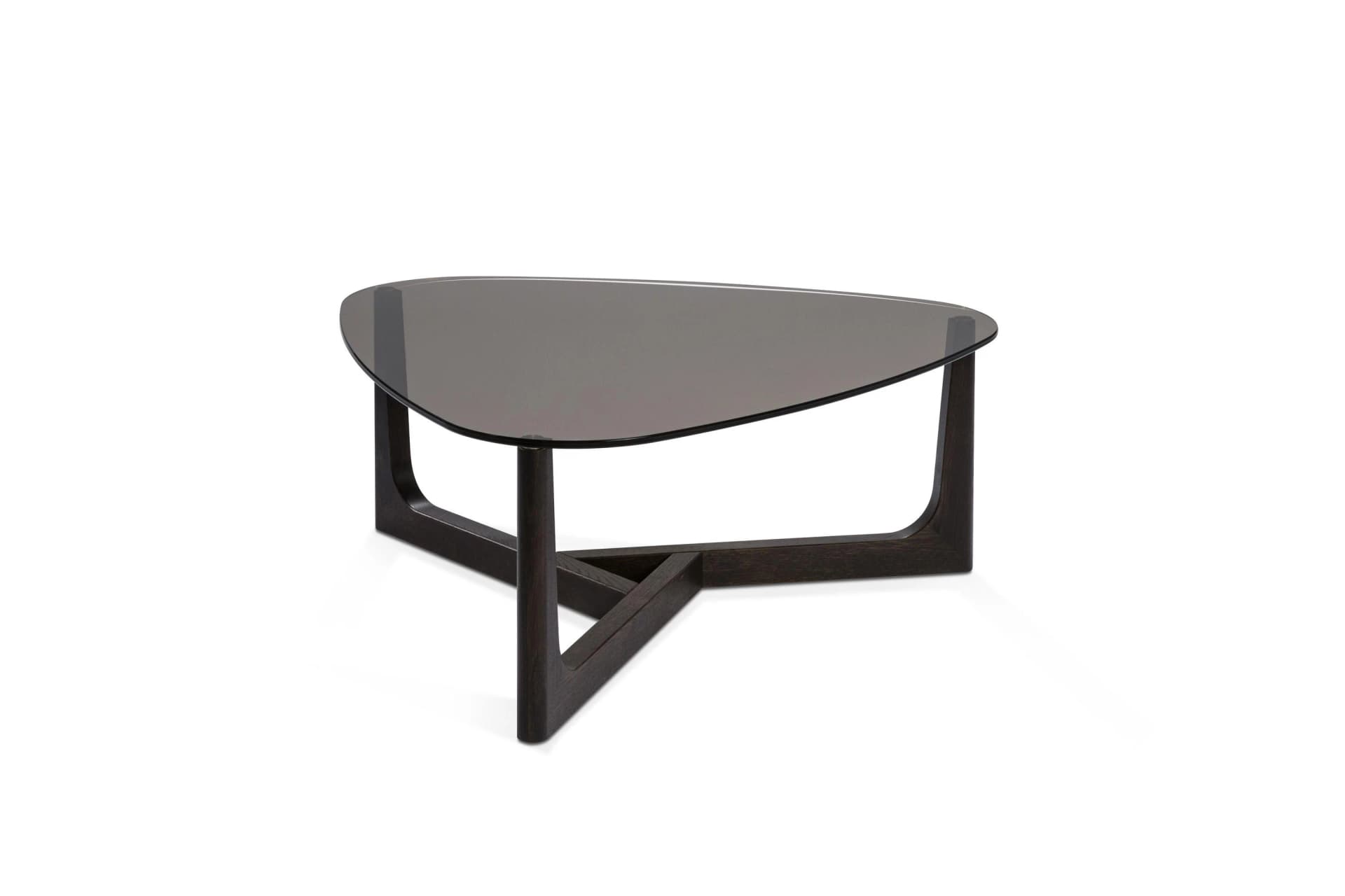 Couchtisch 7155 HB-43 Mooreiche massiv mit Klarglasplatte Braun