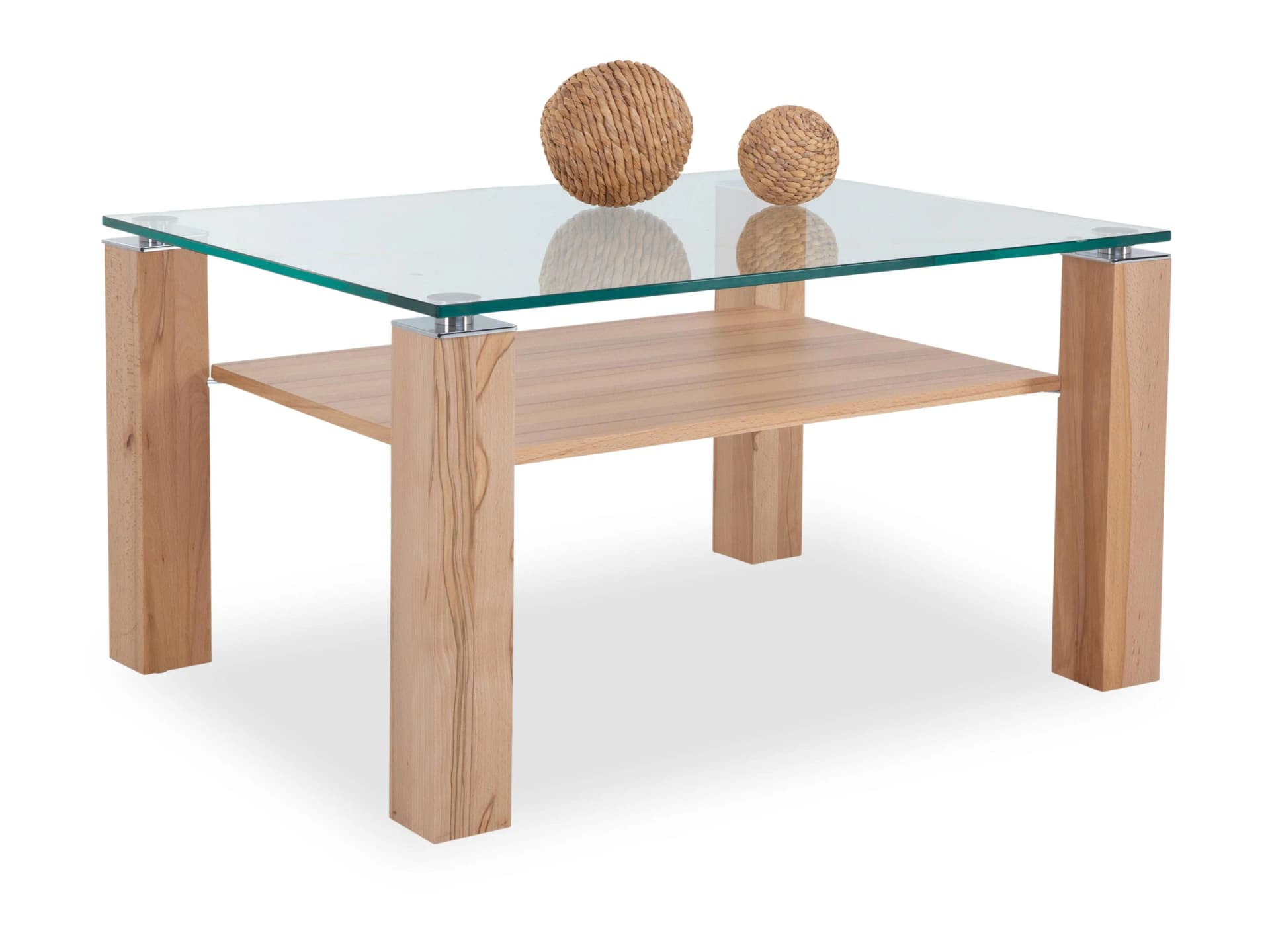 Couchtisch CUBICO Klarglas Kernbuche Modern