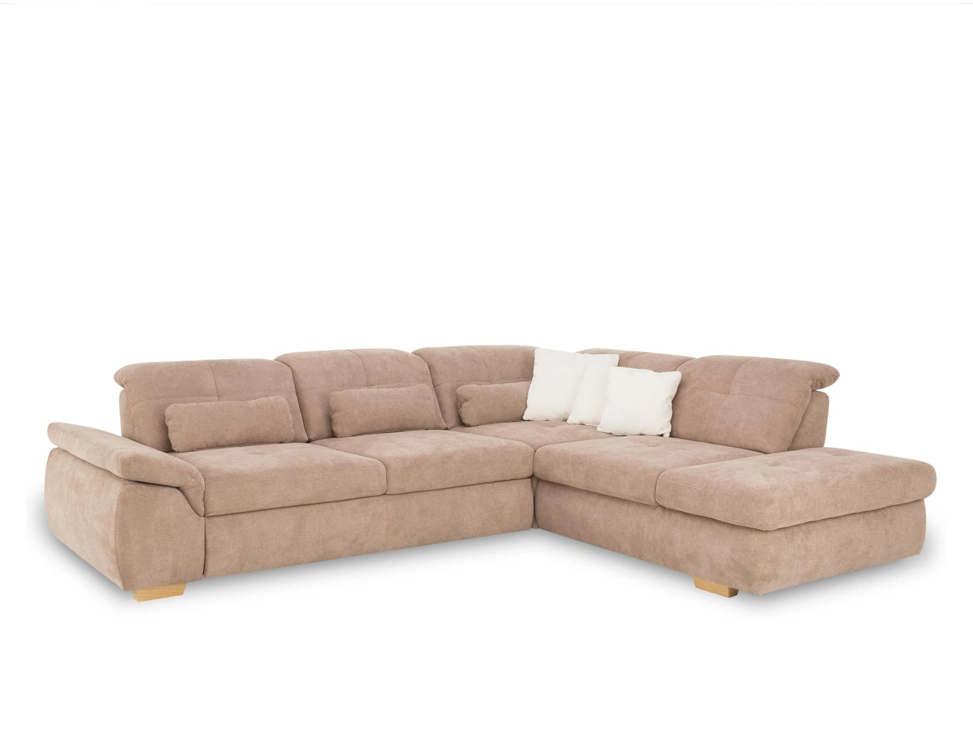 SYSTEMPOLSTER MINERVA Polsterecke Beige Stoff mit Sitztiefenverstellung