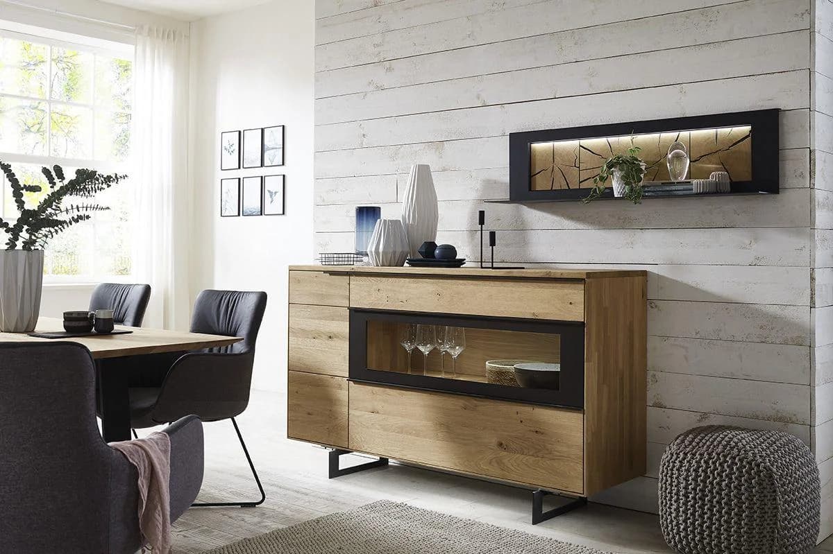 Sideboard witlake CORTONA Wildeiche massiv carbonfarbig