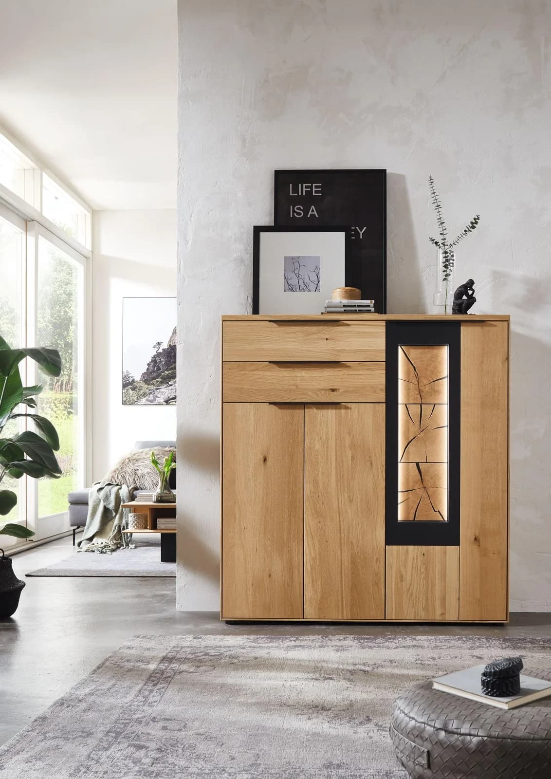 WÖSTMANN Highboard witlake CORTONA Wildeiche massiv Braun