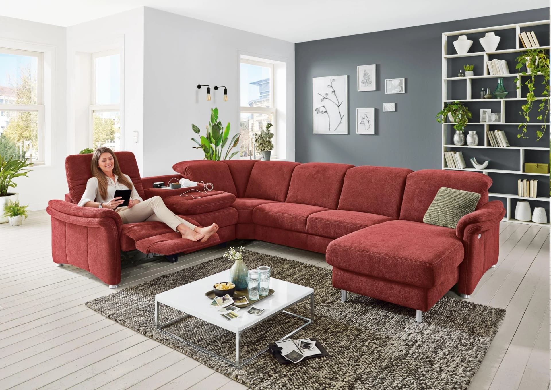 SYSTEMPOLSTER ZOE Polsterecke Stoff beige mit Kaltschaum