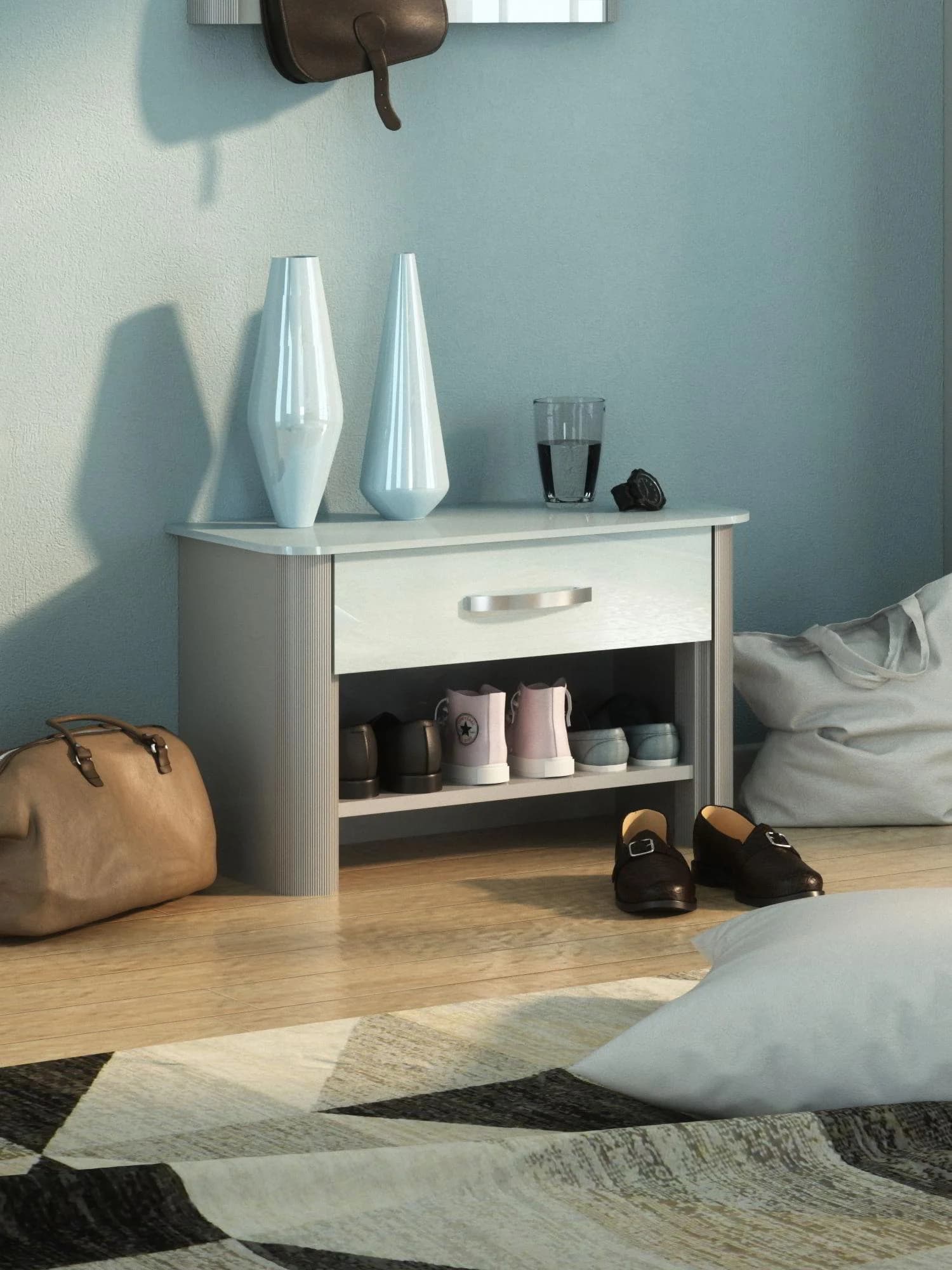 ARREDOKIT Bank Melodie 61 Weiß Glasfront