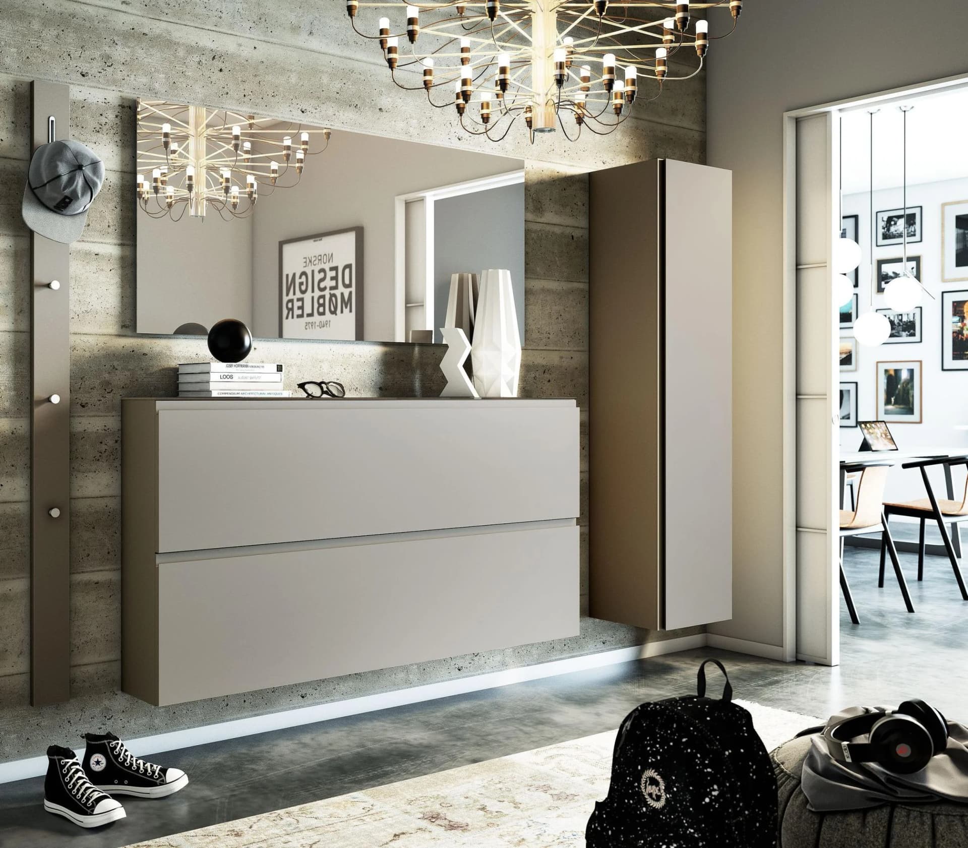 ARREDOKIT Garderobenset GARDASEE Taupe Glas