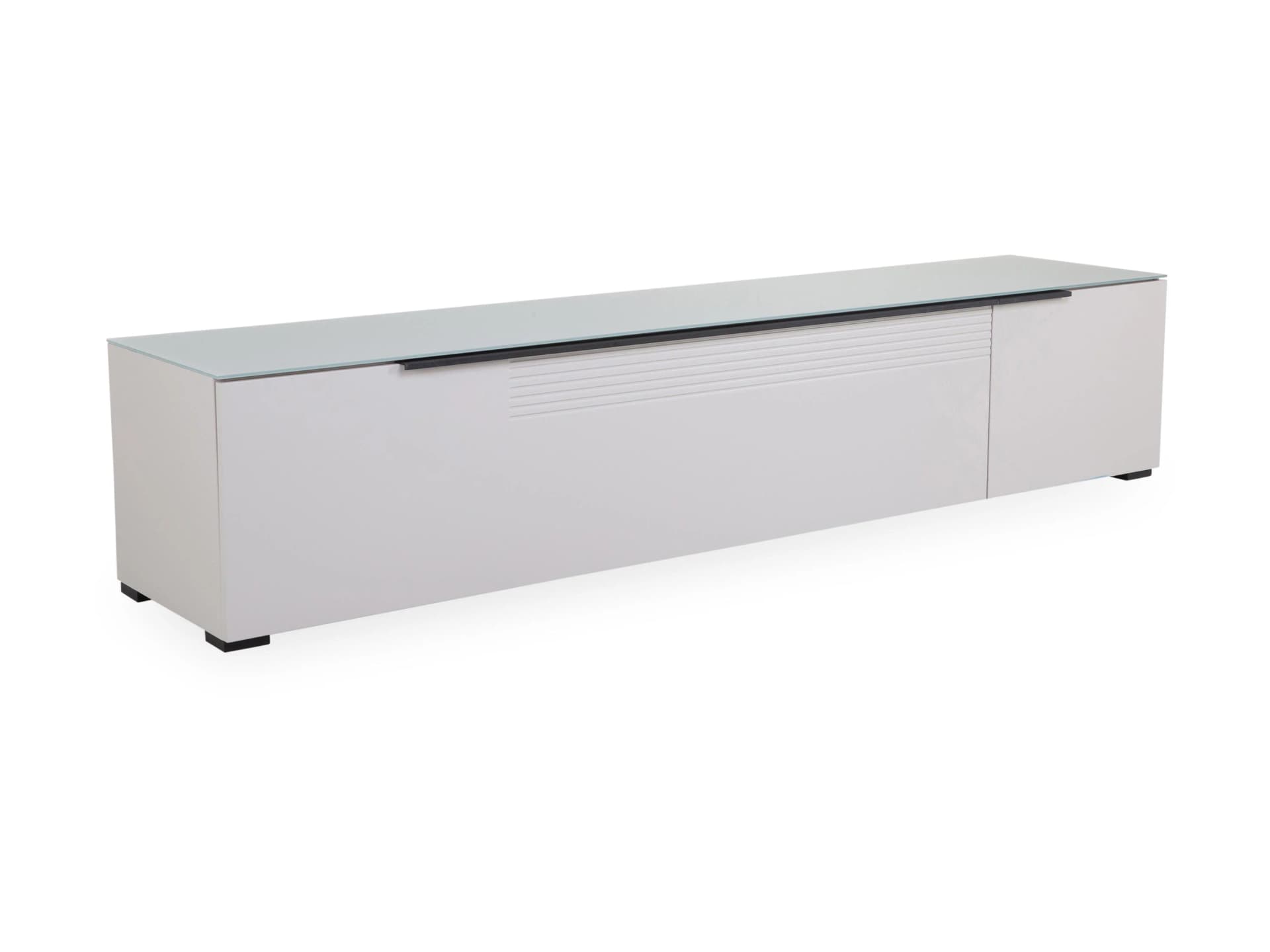 ARREDOKIT Lowboard Pamera Beige/Schwarz Glas & Holzwerkstoff