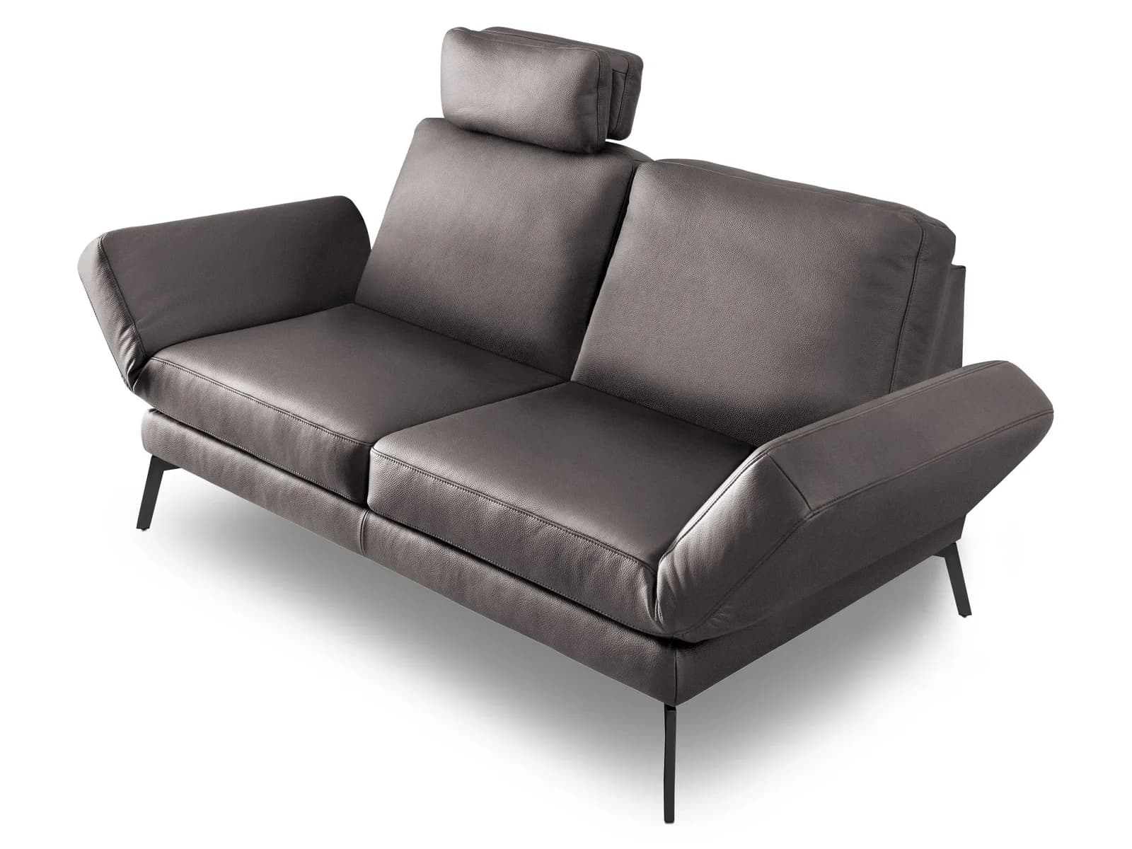 Loft Sofa 2 Sitzer CHANGE Leder Bronco Metall schwarz matt
