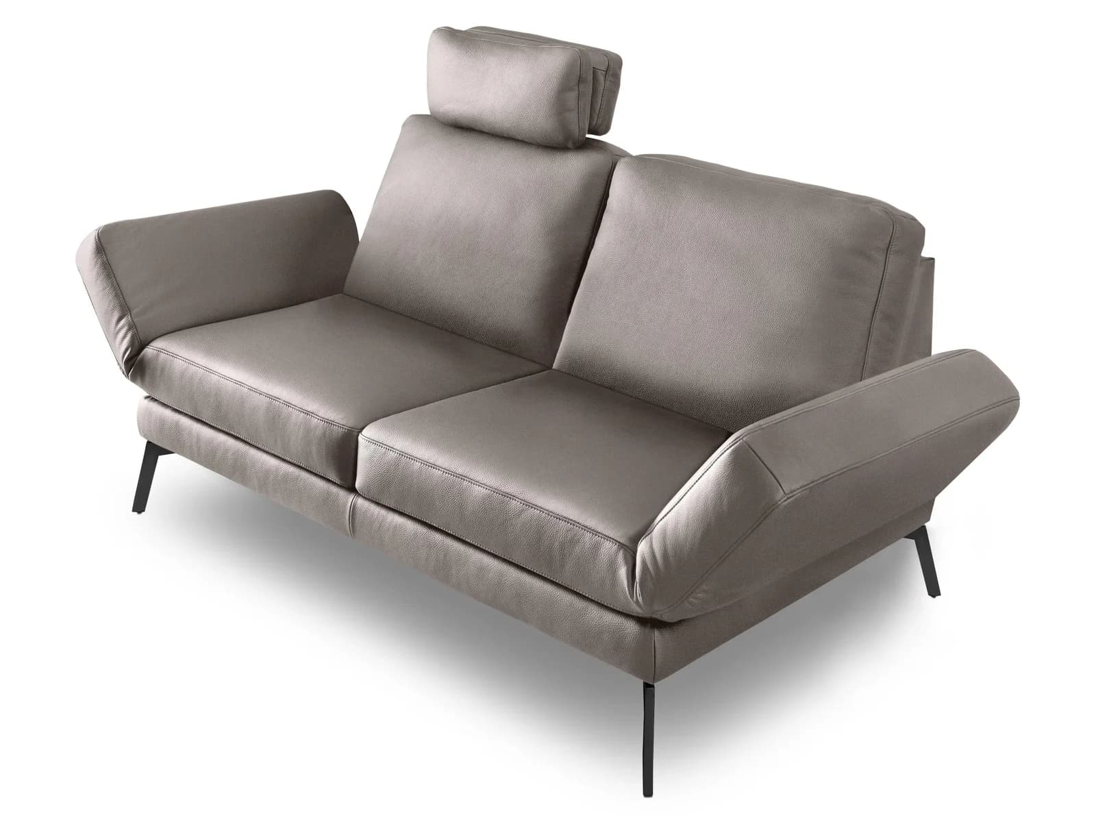 Loft Sofa 2 Sitzer CHANGE Leder Schwarz Drehsitzfunktion