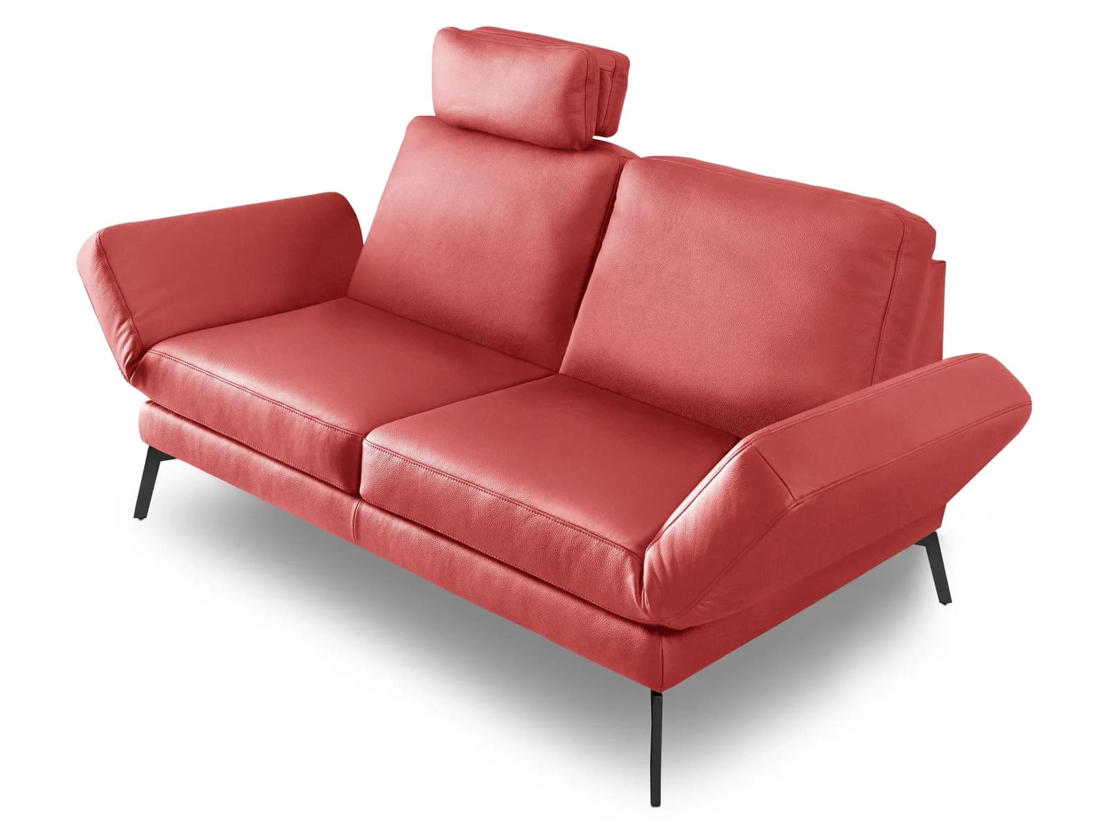 Loft Sofa 2 Sitzer CHANGE Leder Bronco Metall schwarz matt