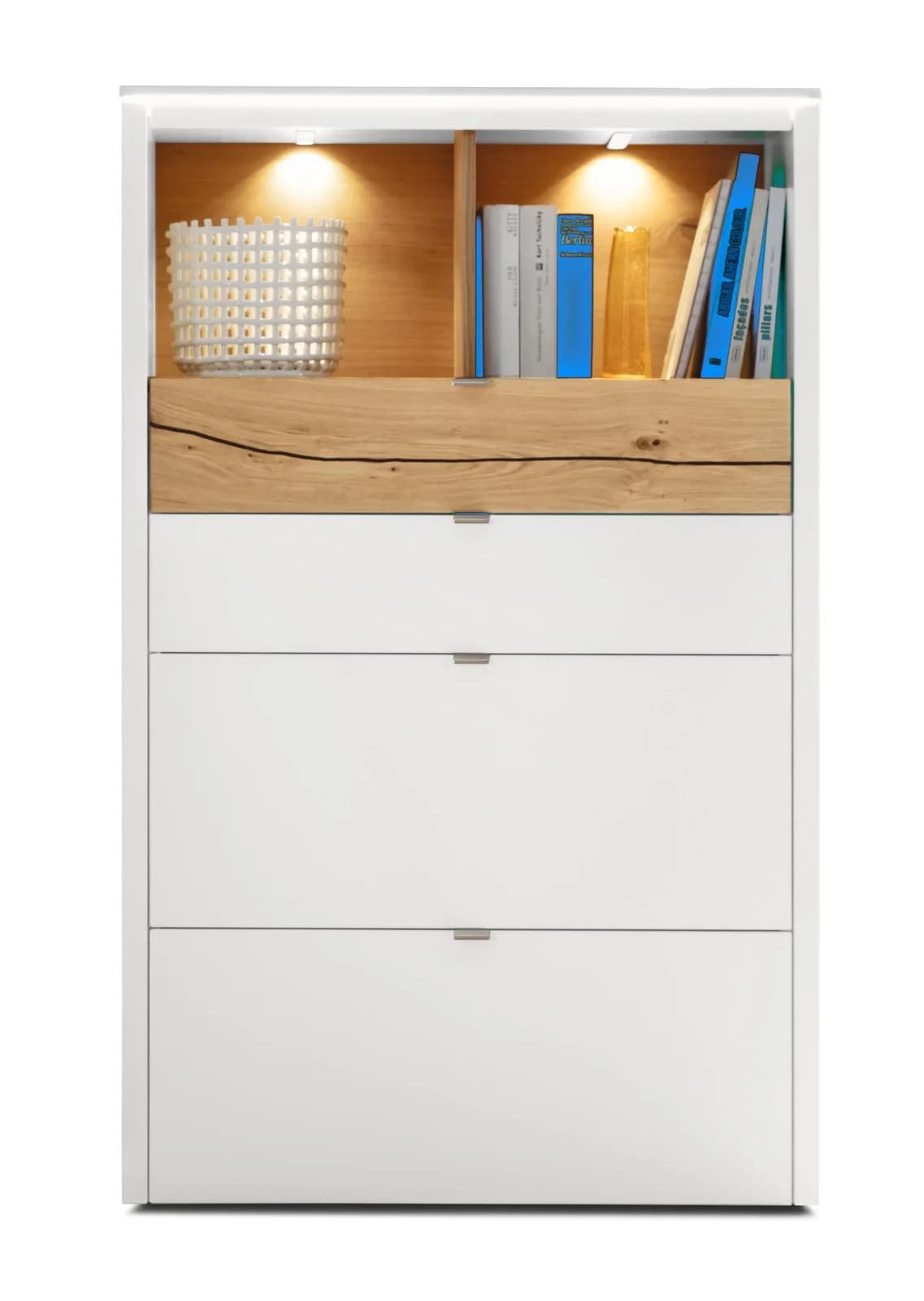 Highboard VENJAKOB GAME Weiß Lack Balkeneiche Modern
