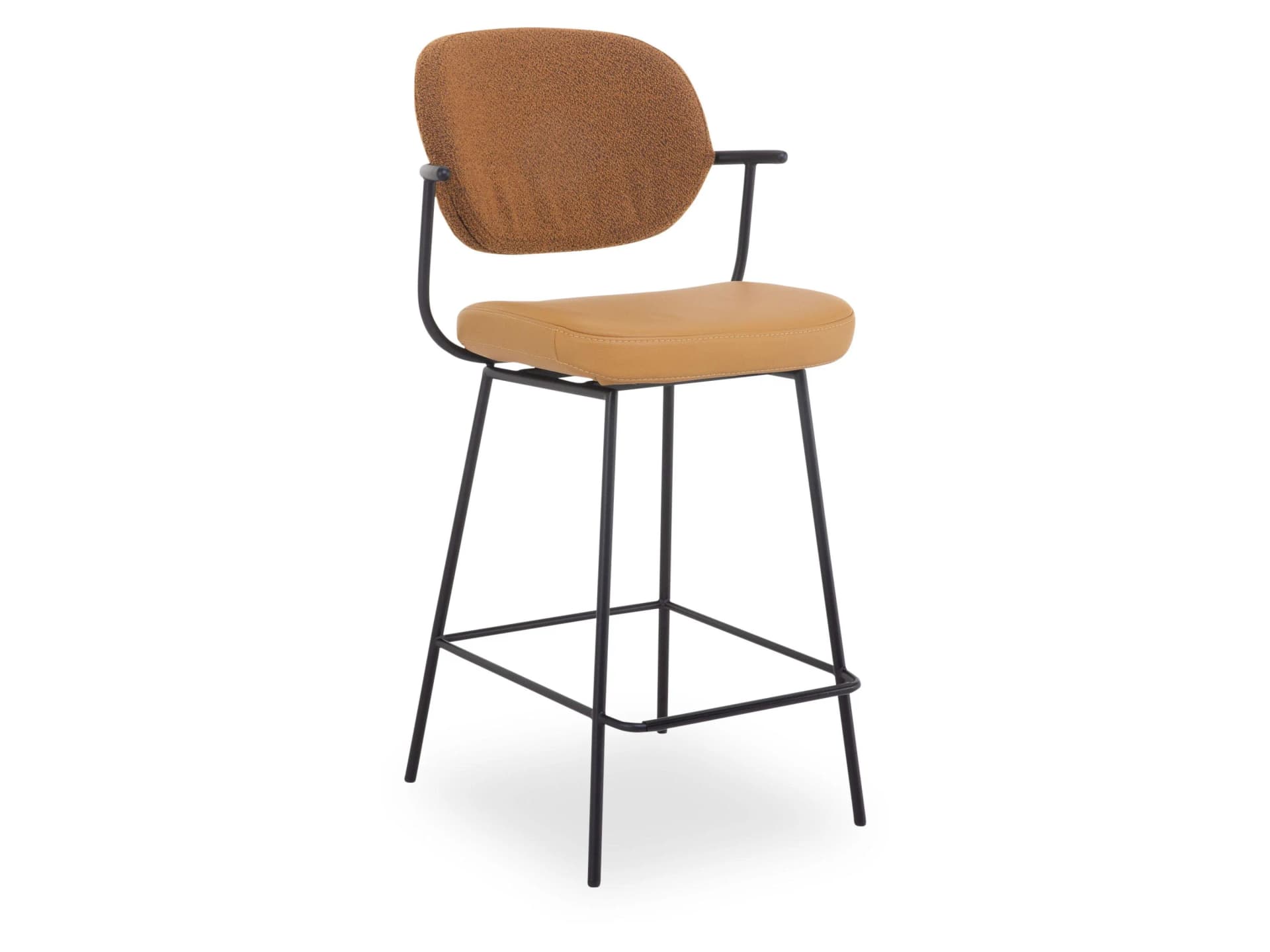 Barhocker Bert Plantagie FLIP Leder Gelb Metall Schwarz