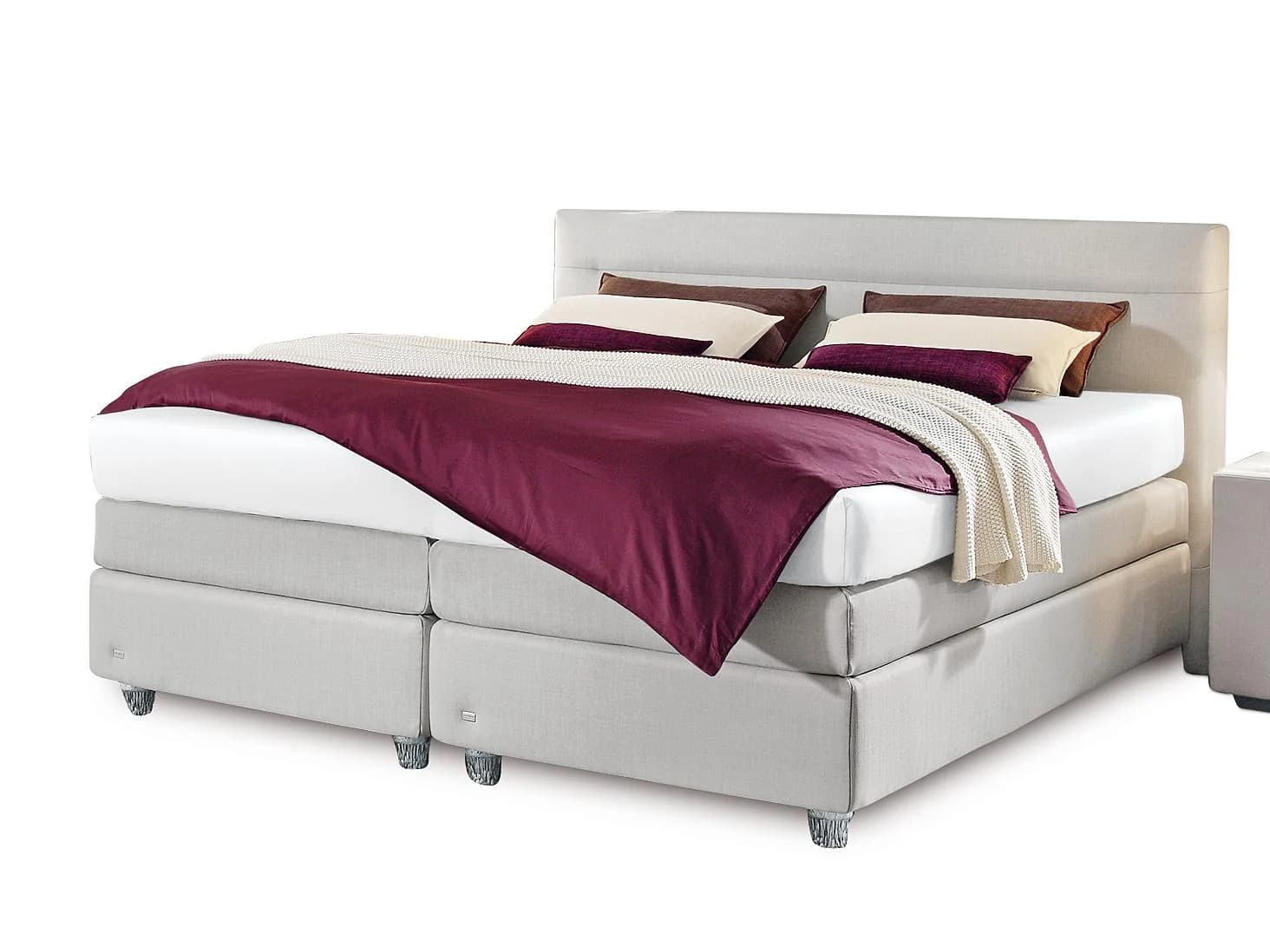RUF Belvedi QLX Boxspringbett hellgrau mit 7-Zonen-Matratzen