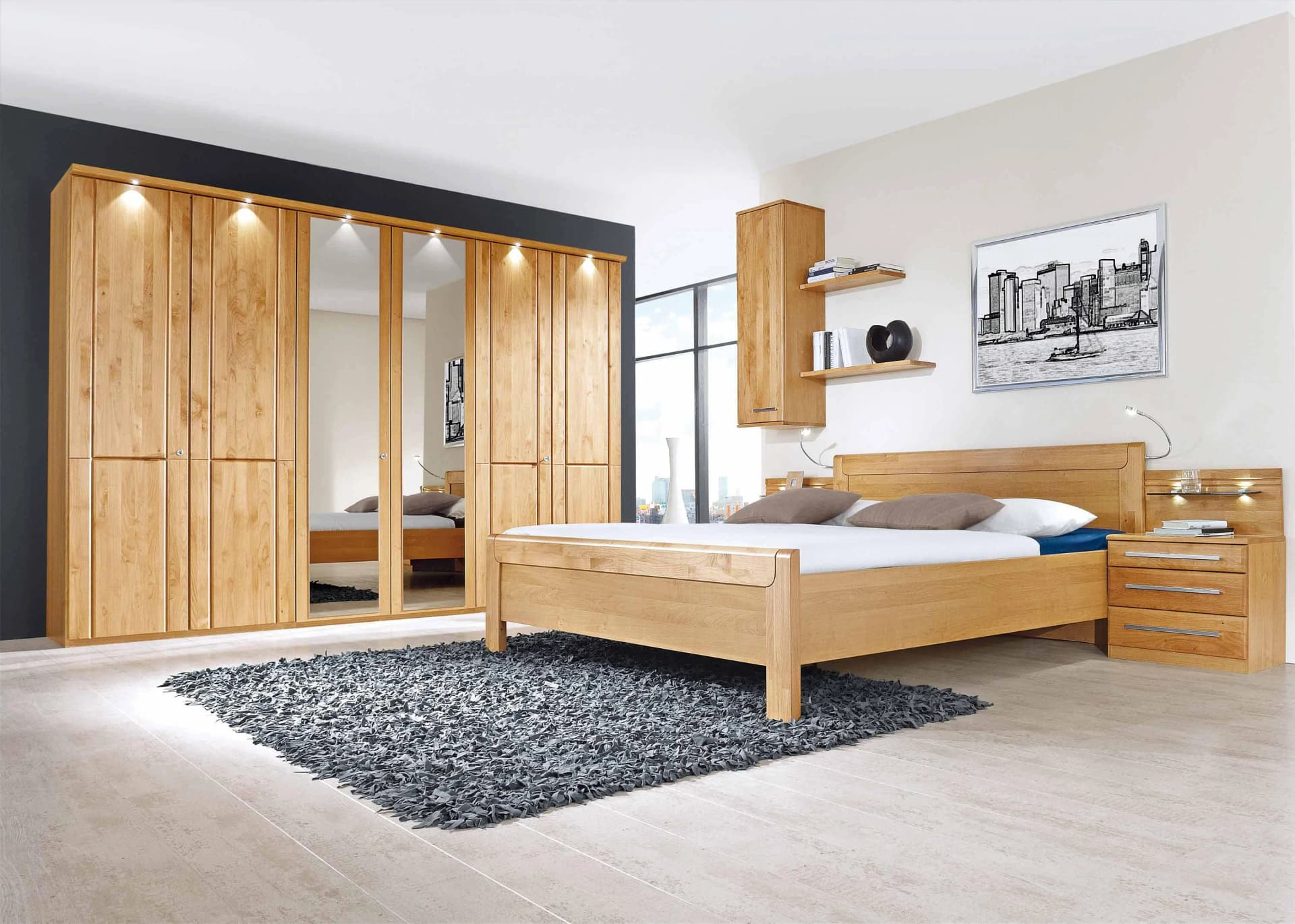 Schlafzimmer MONDO PAOLO aus teilmassiver Erle mit Spiegel
