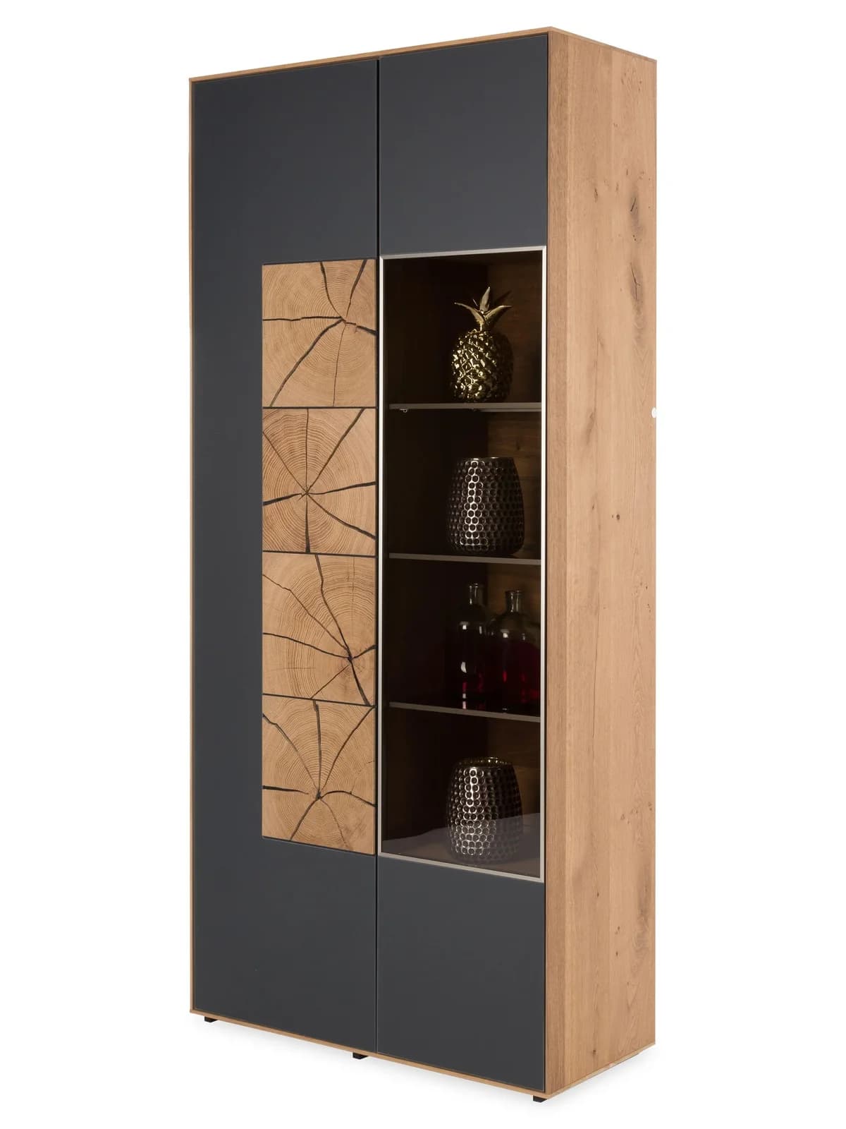 Hartmann Vitrine Heaven Massivholz Eiche Braun Mattglas