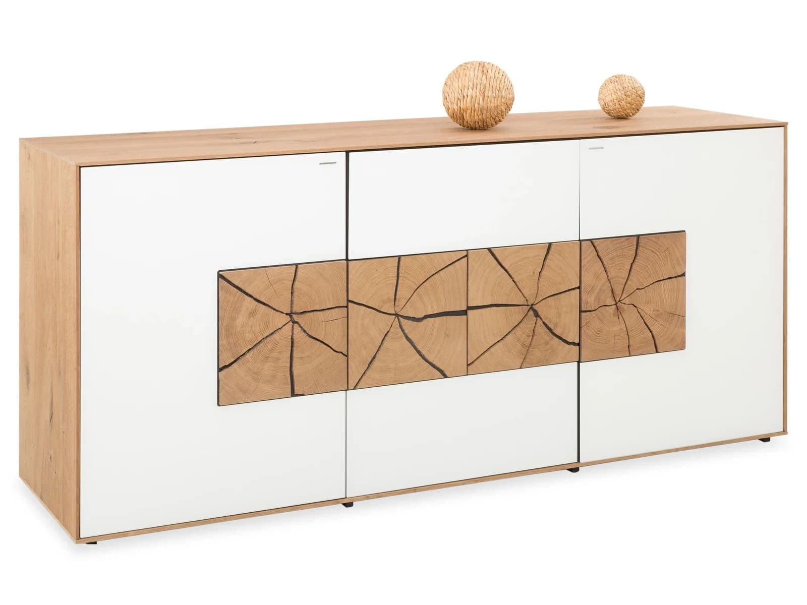 Sideboard hartmann Heaven Massivholz Eiche Mattglas Braun/Weiß