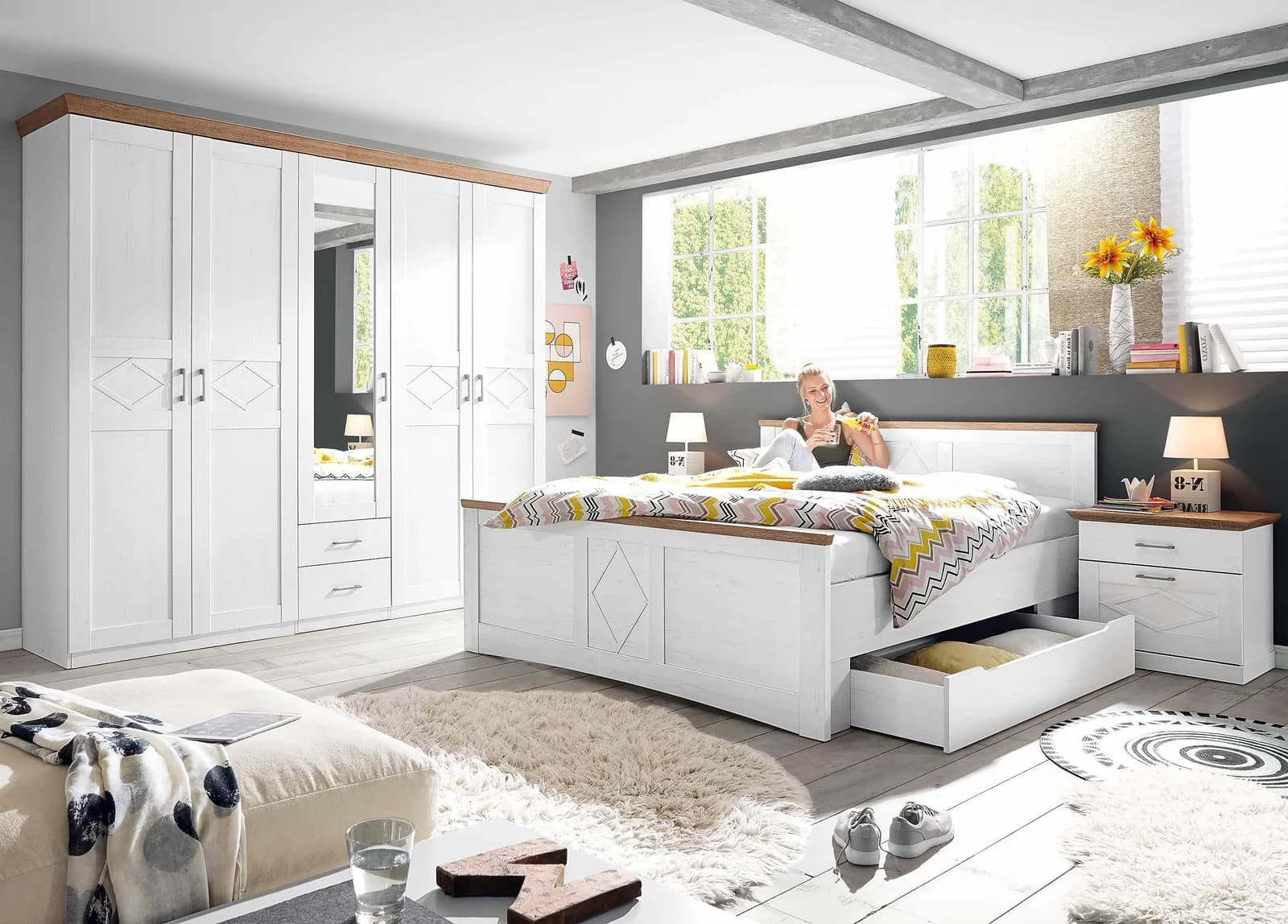 Vito Schlafzimmer-Set Country Anderson Pinie Dekor mit Softclose
