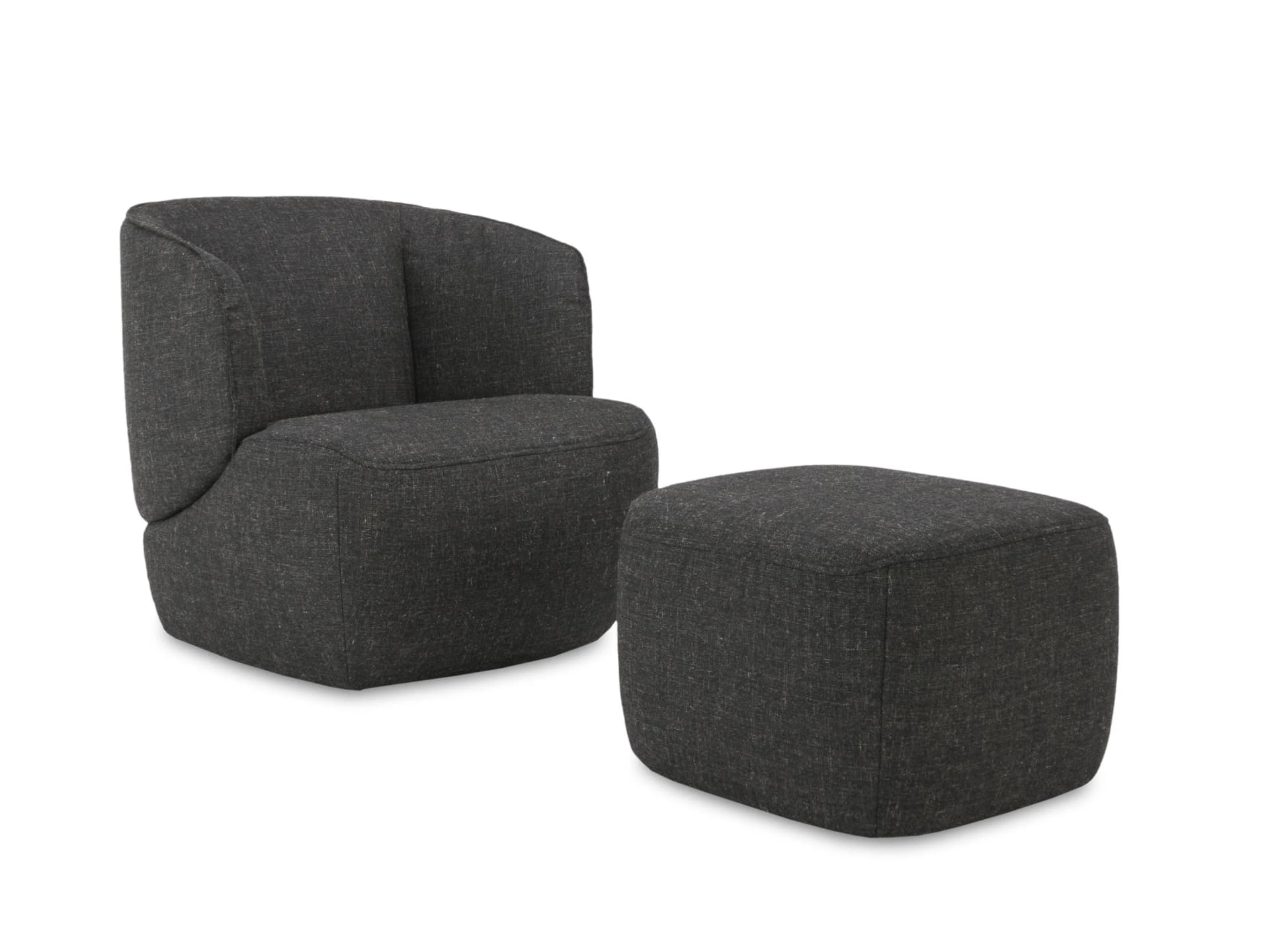 ROLF BENZ Sessel + Hocker 384 Schwarz