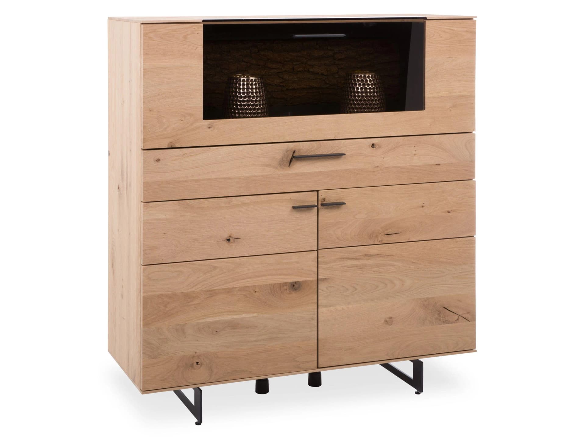 Hartmann Heda Highboard Kerneiche Natur massiv mit Rinde