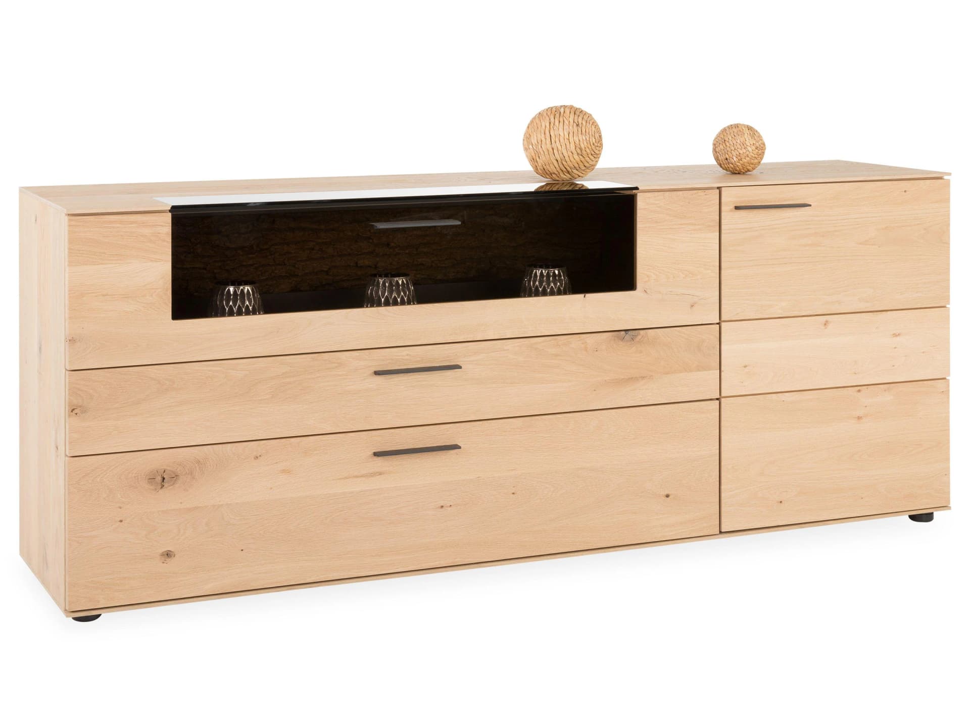 Hartmann Sideboard Heda aus massiver Kerneiche mit Rindenapplikation