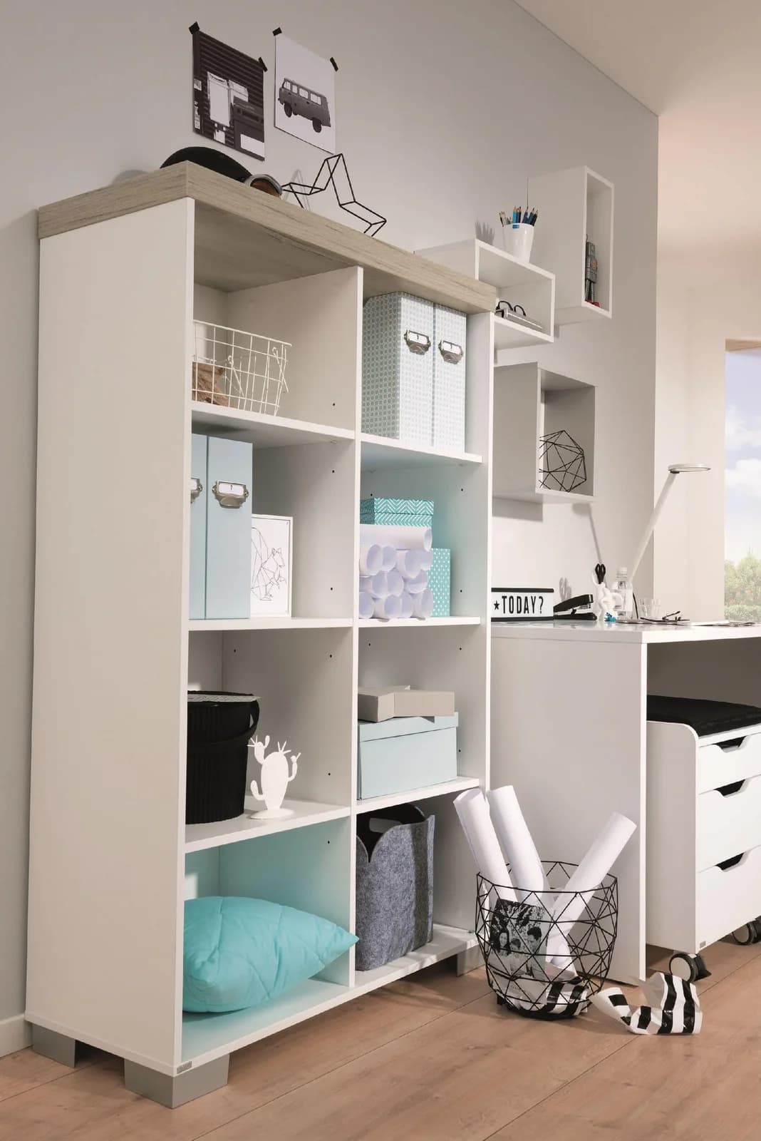 PAIDI KIRA Regal 8F Kreideweiß Eiche Nautik Nachbildung