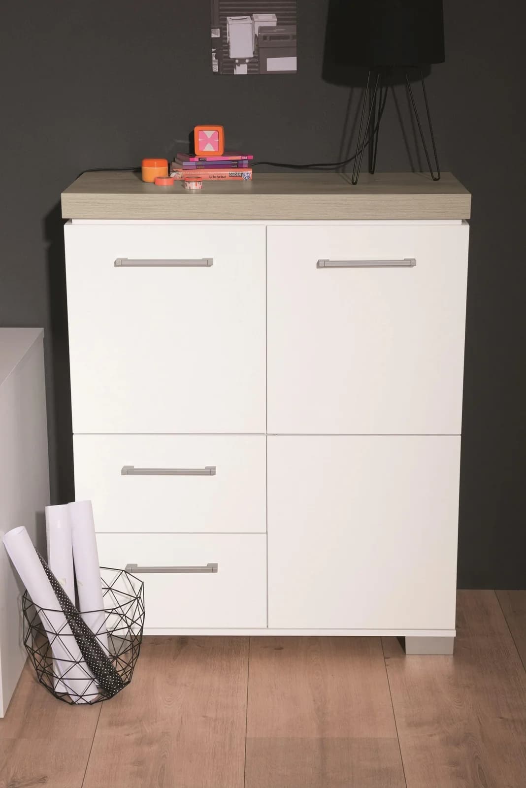 Highboard PAIDI KIRA Weiß Eiche Nautik Nachbildung