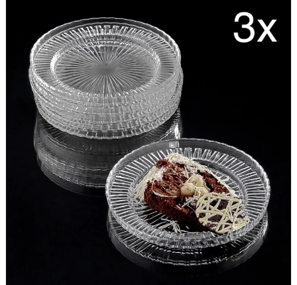 Almina Kuchenteller 3er Set Glasteller Dessertteller Ø17cm Transparent